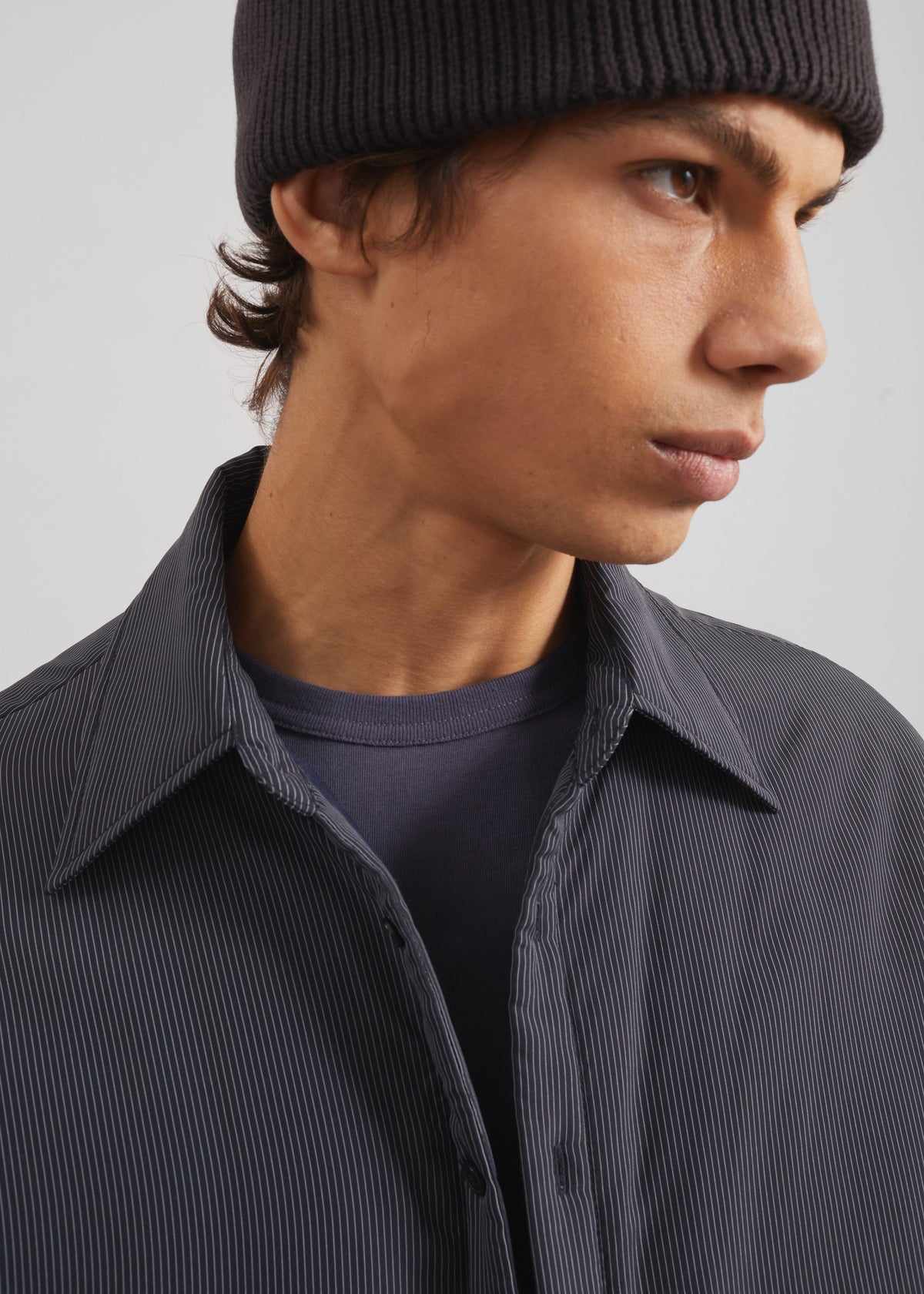 Levidi Padded Overshirt - Navy/White Pinstripe - 3