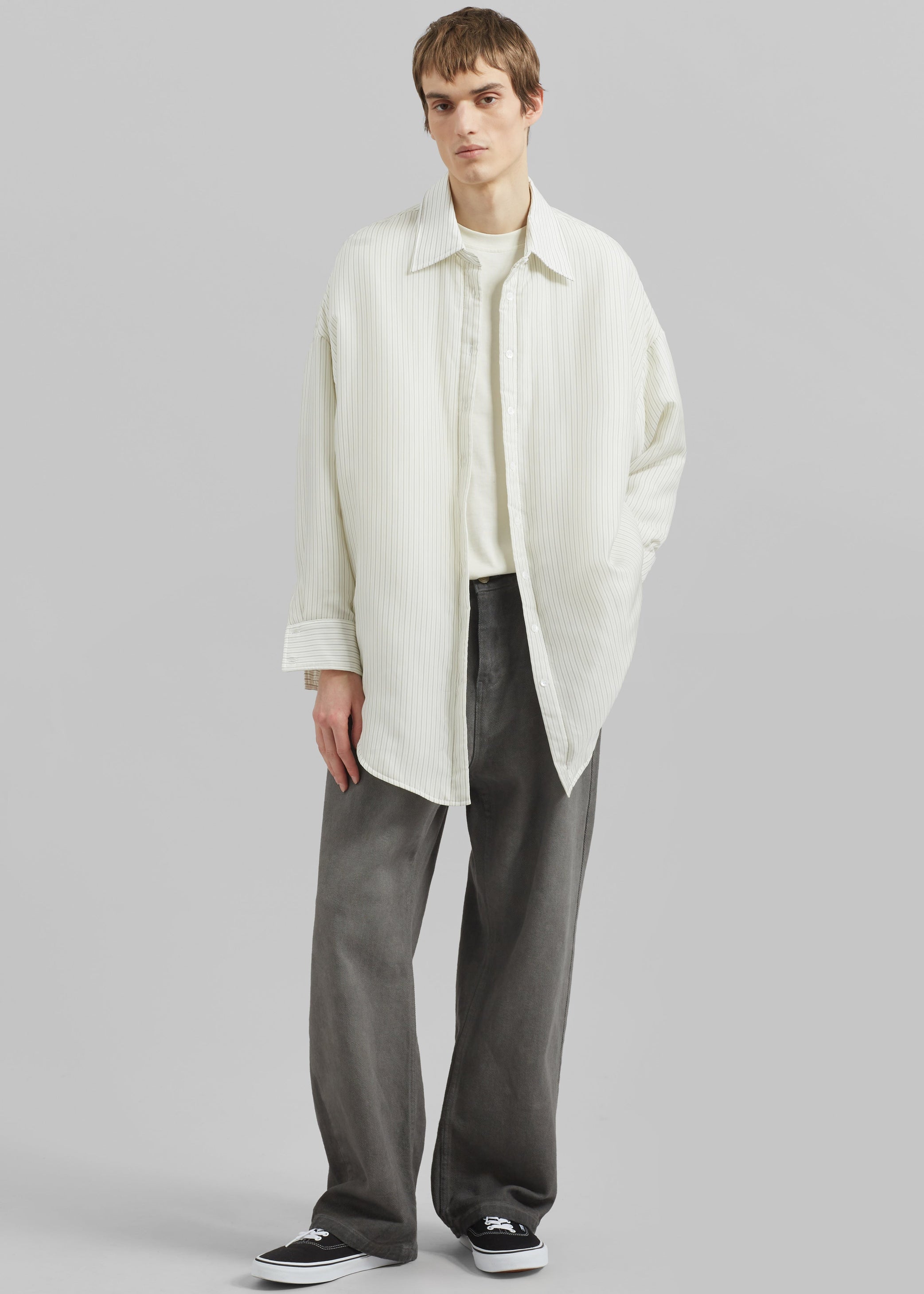 Shop the look image for Levidi Padded Overshirt - White/Black Stripe