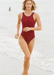 Lido Quattordici Bicolor One Piece Swimsuit - Pomegranate/Navy Blue