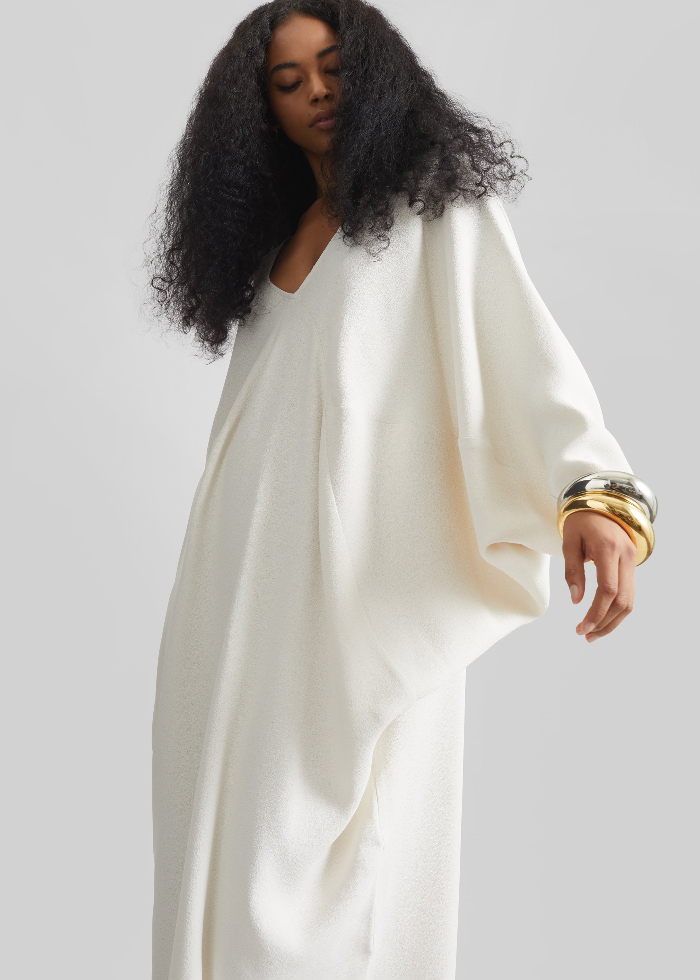 Lilia Kaftan Dress - Ivory - 8