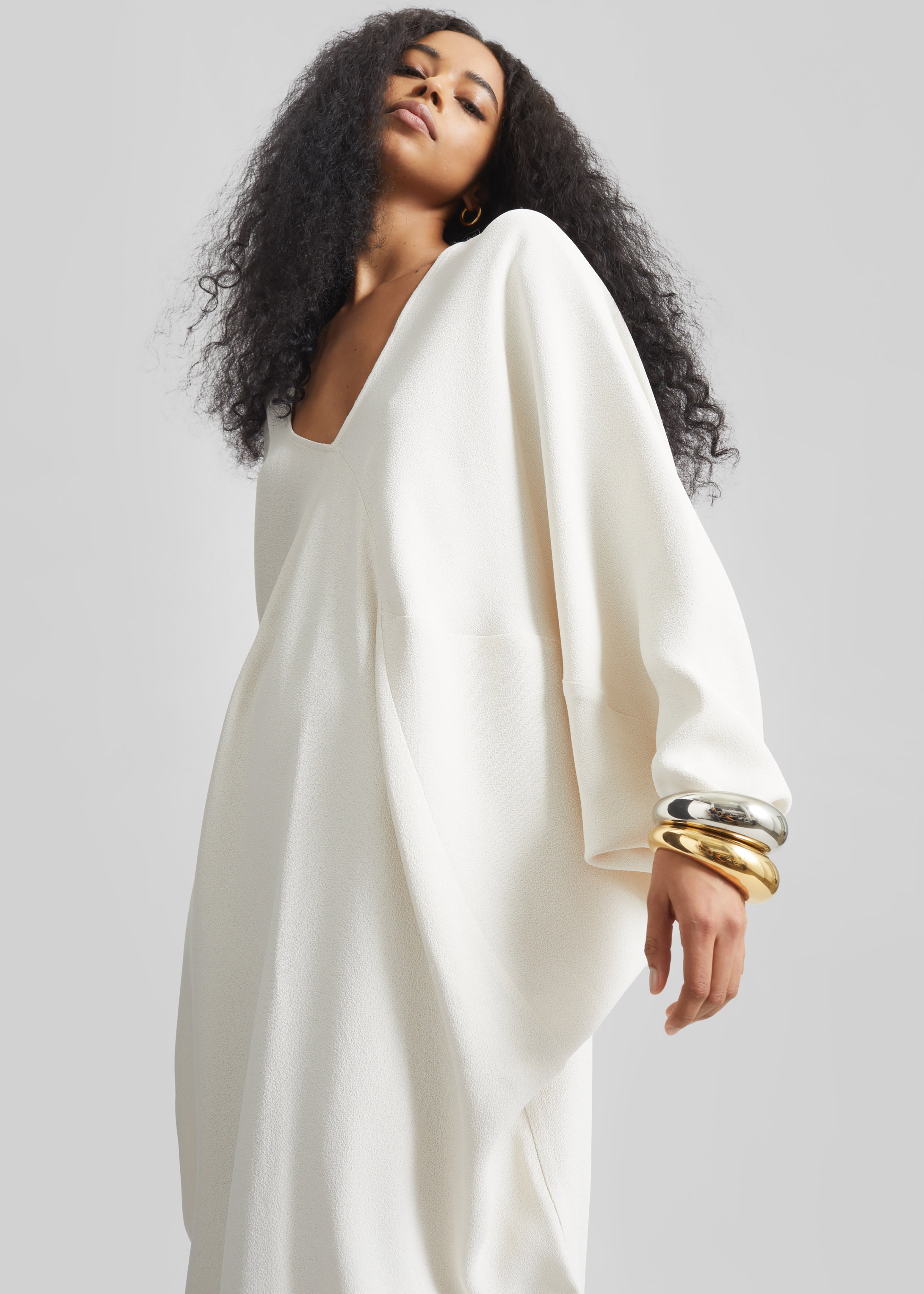 Lilia Kaftan Dress - Ivory - 3