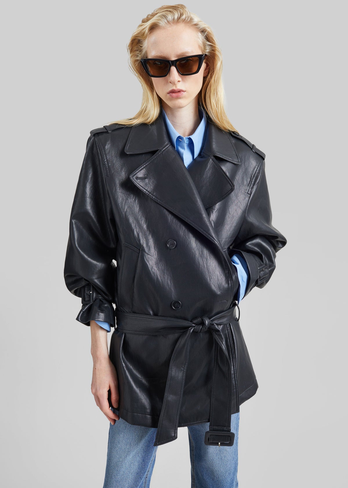 Trench corto Limay in similpelle - Nero