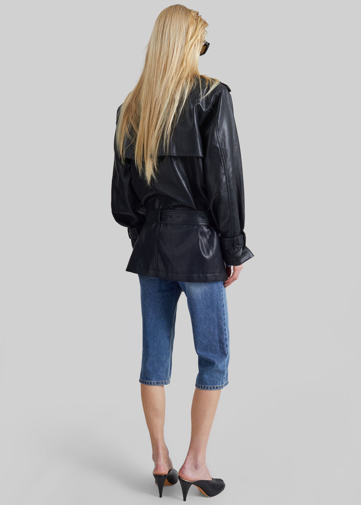 Trench corto Limay in similpelle - Nero