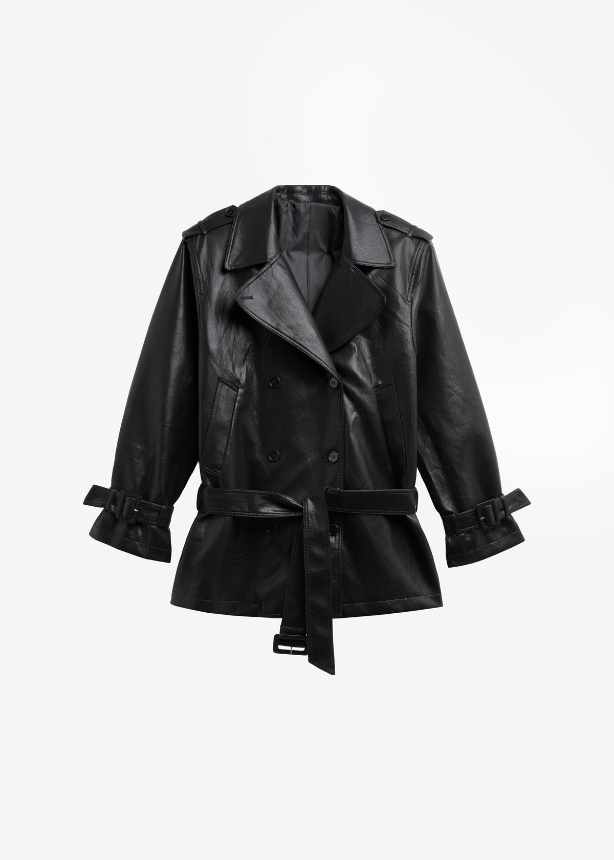 Trench corto Limay in similpelle - Nero