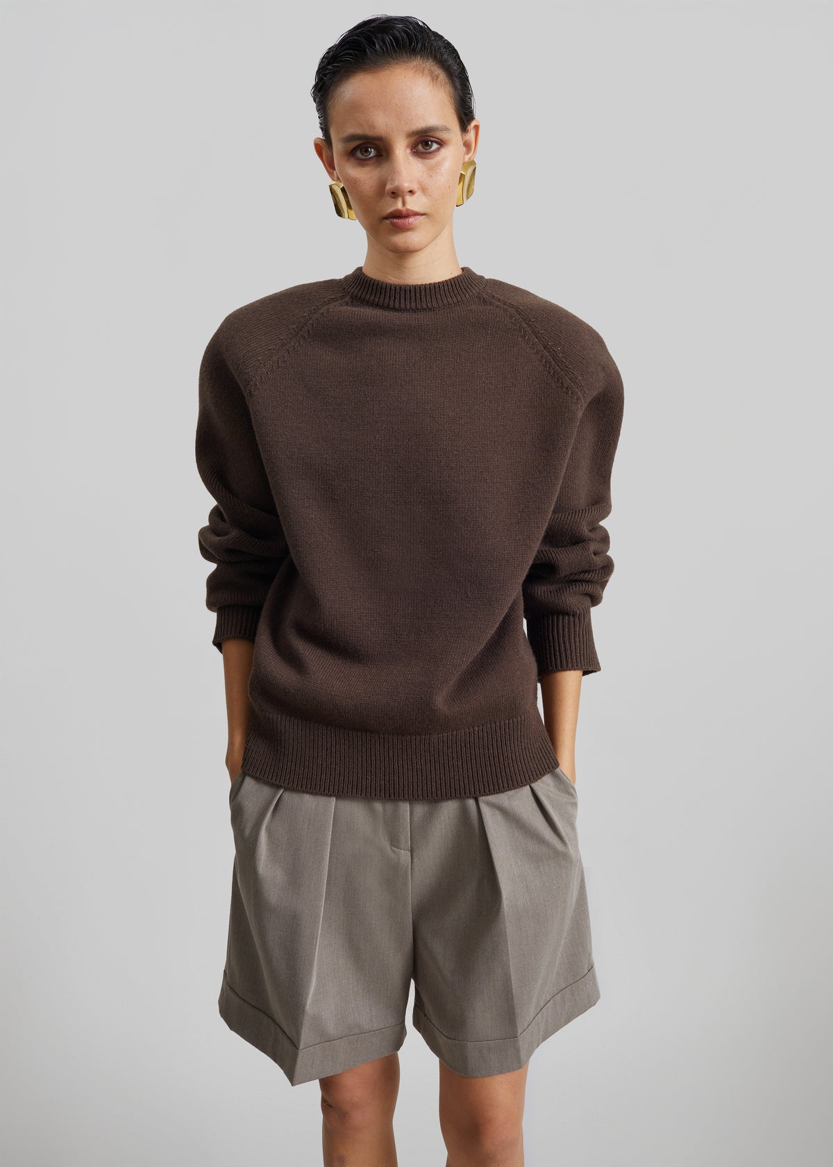 Lina Padded Sweater - Brown - 2