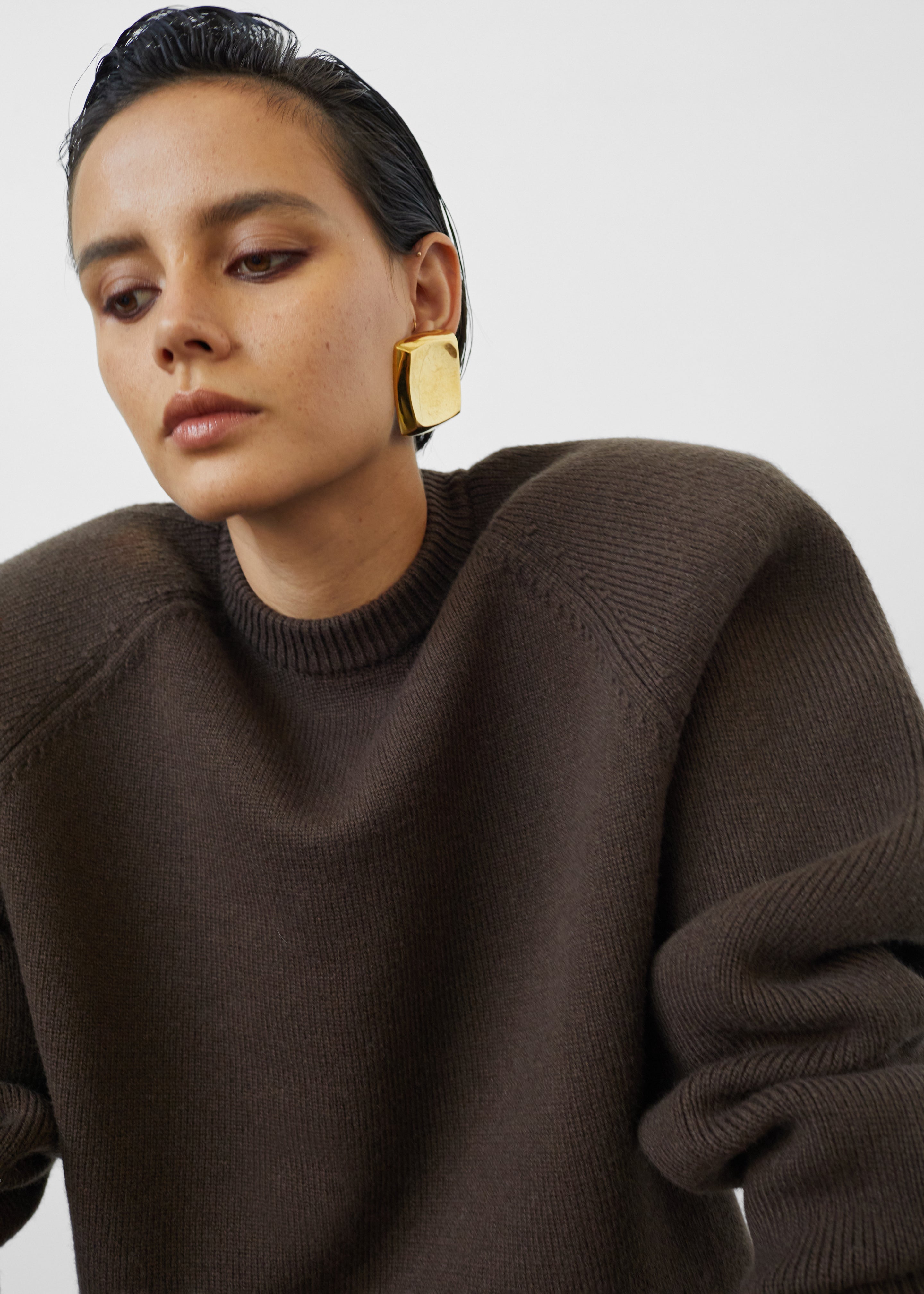 Lina Padded Sweater - Brown - 1