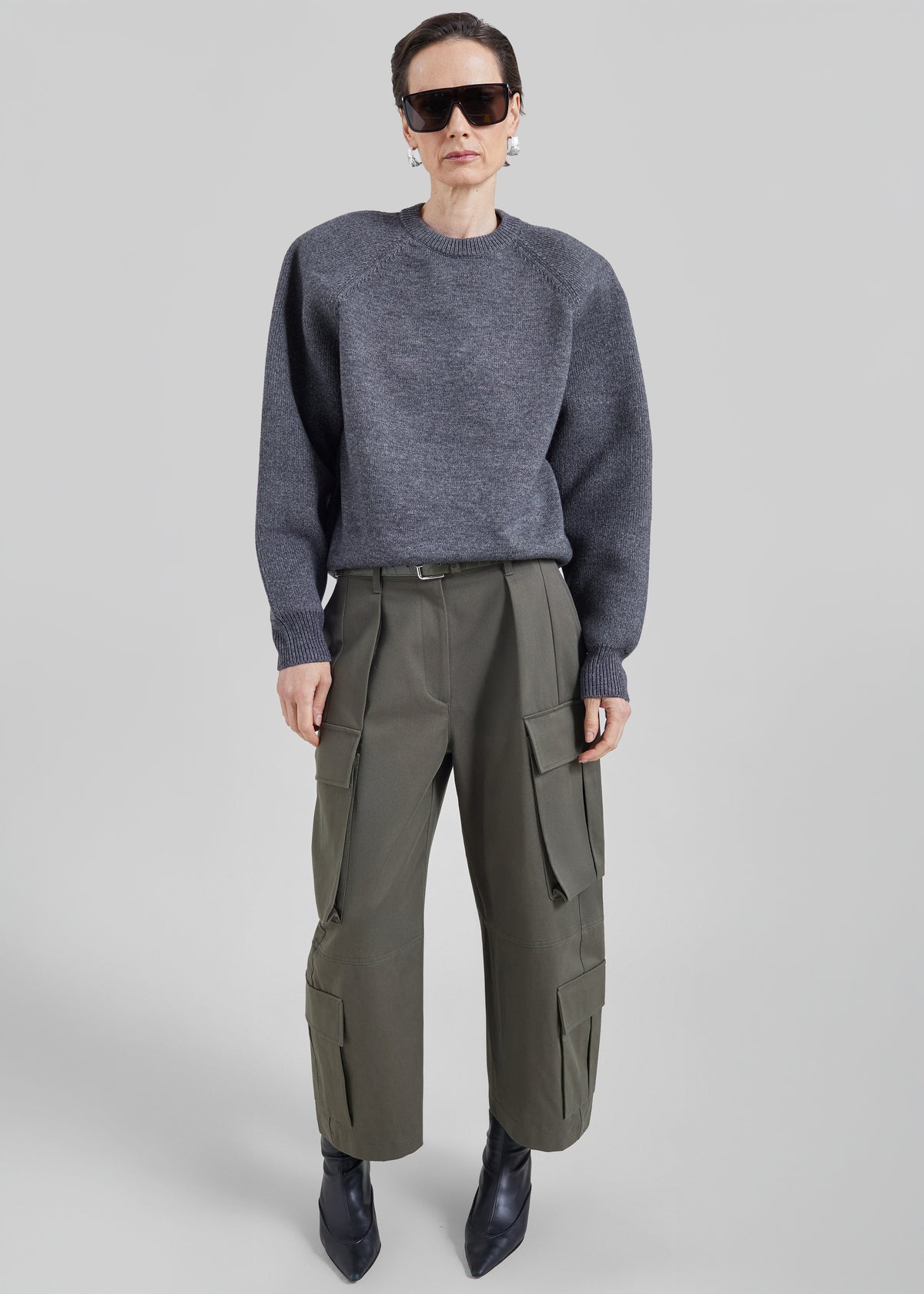 Lina Padded Sweater - Dark Grey