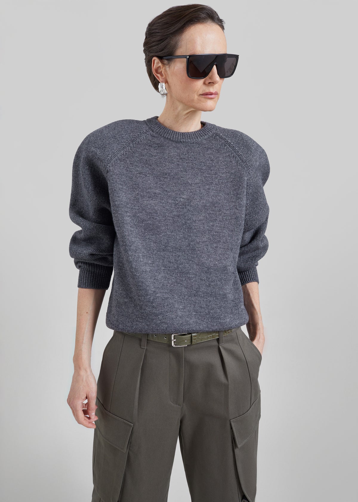 Lina Padded Sweater - Dark Grey