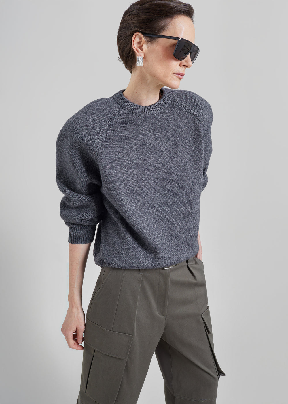 Pull Lina à épaulettes - Gris foncé
