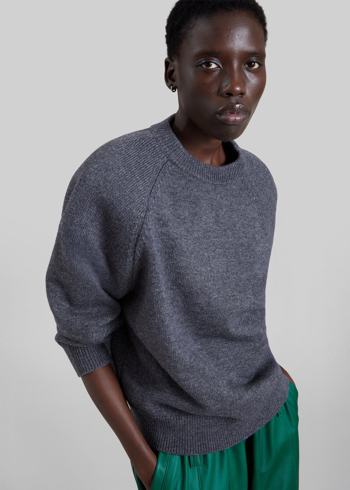 Lina Padded Sweater - Dark Grey - 2