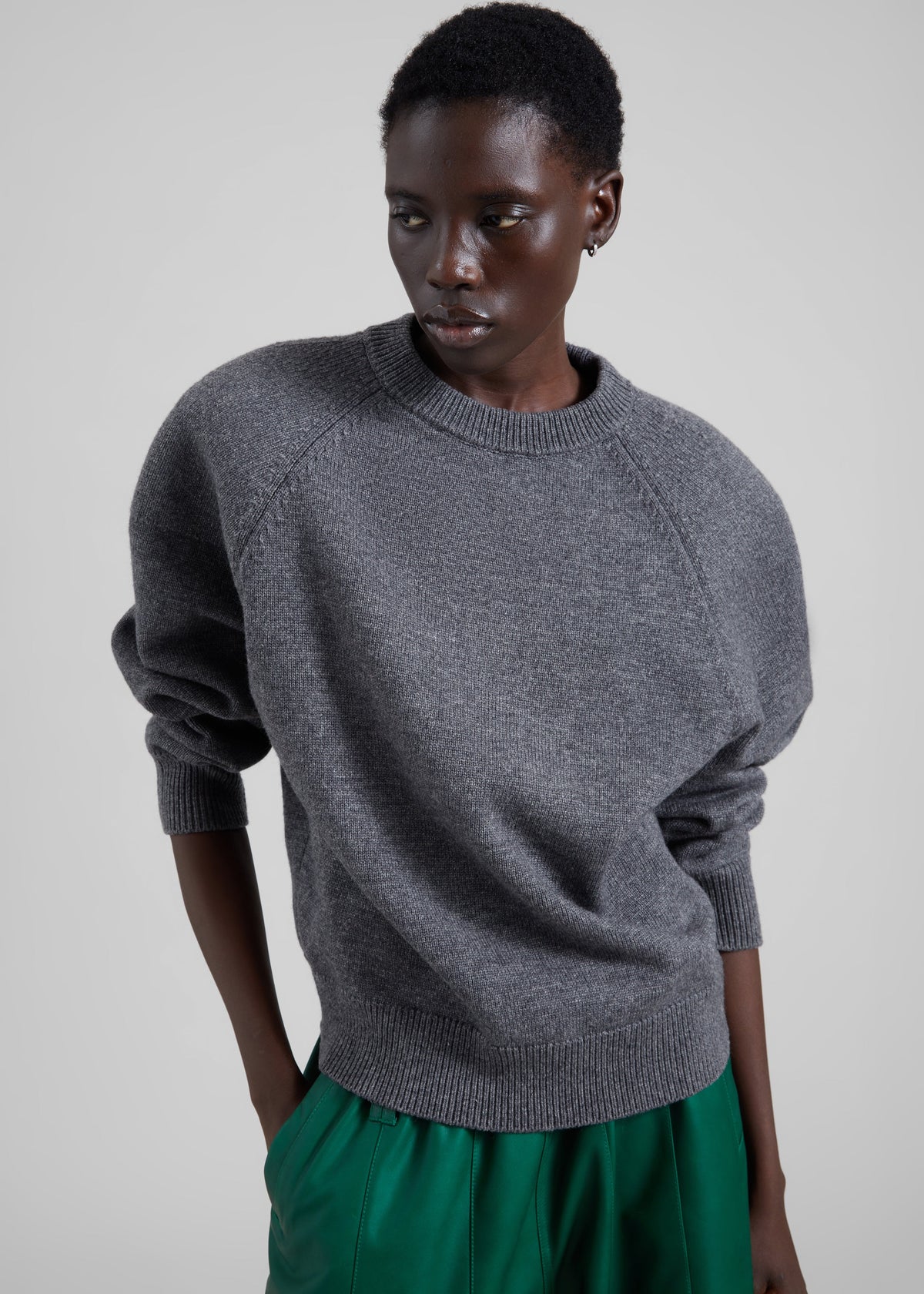 Lina Padded Sweater - Dark Grey - 1