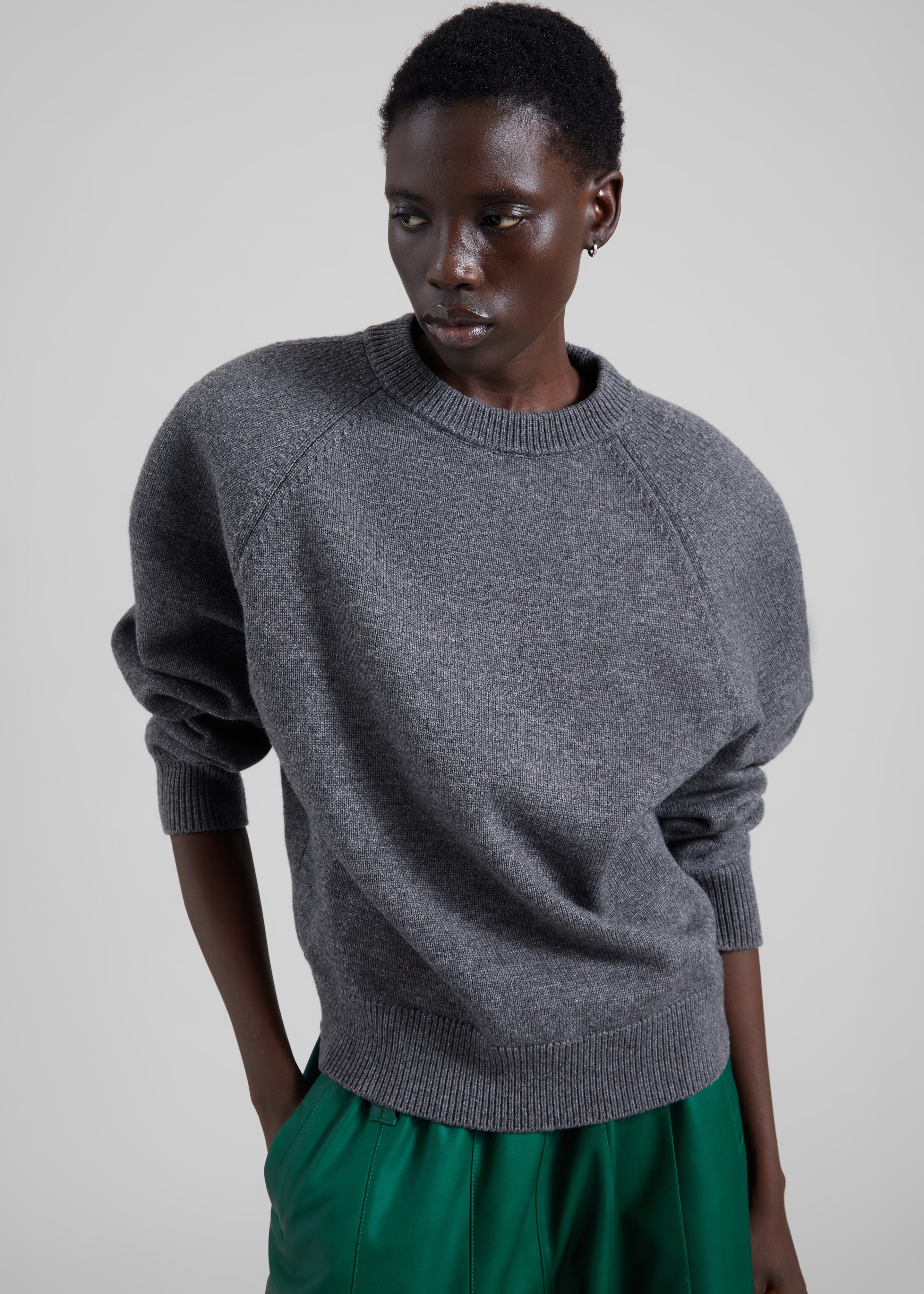 Lina Padded Sweater - Dark Grey - 1