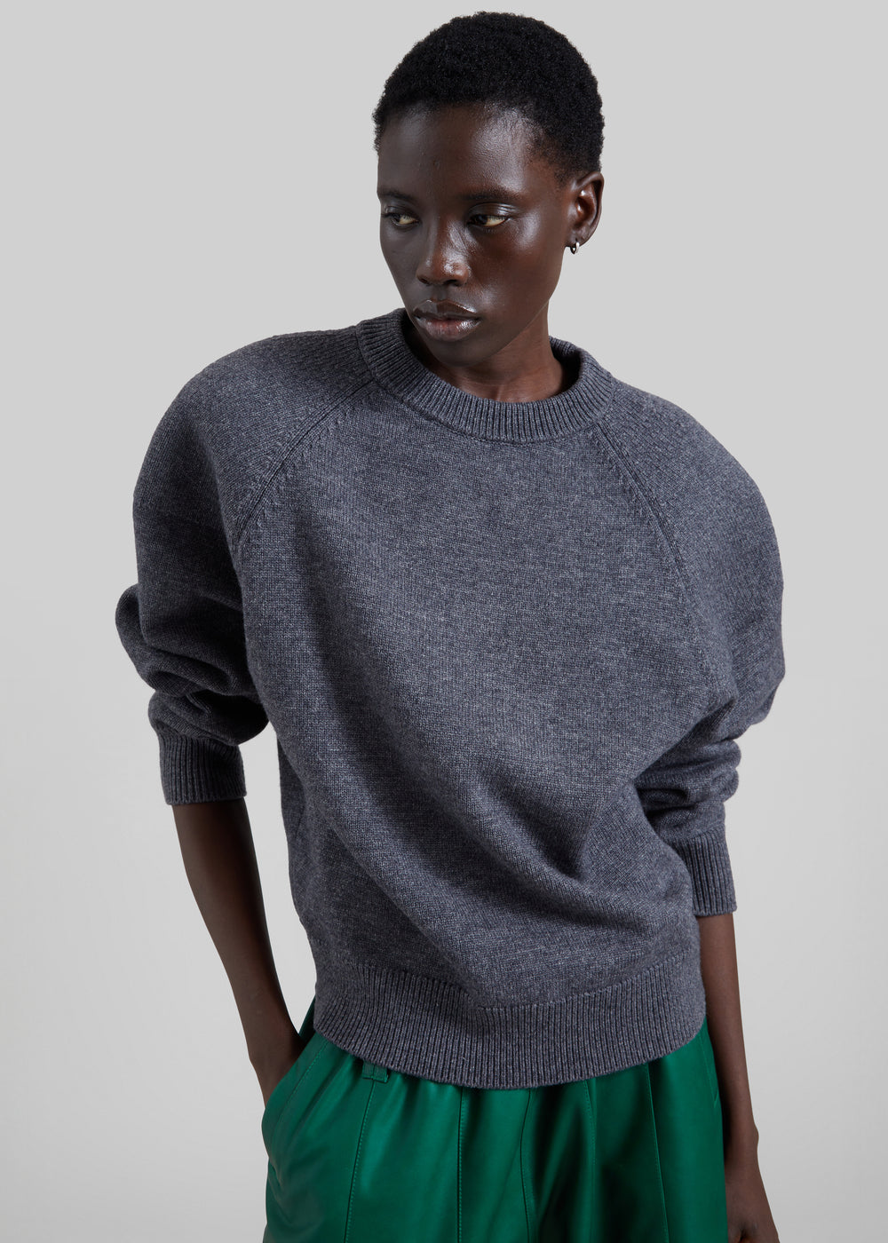 Lina Padded Sweater - Dark Grey