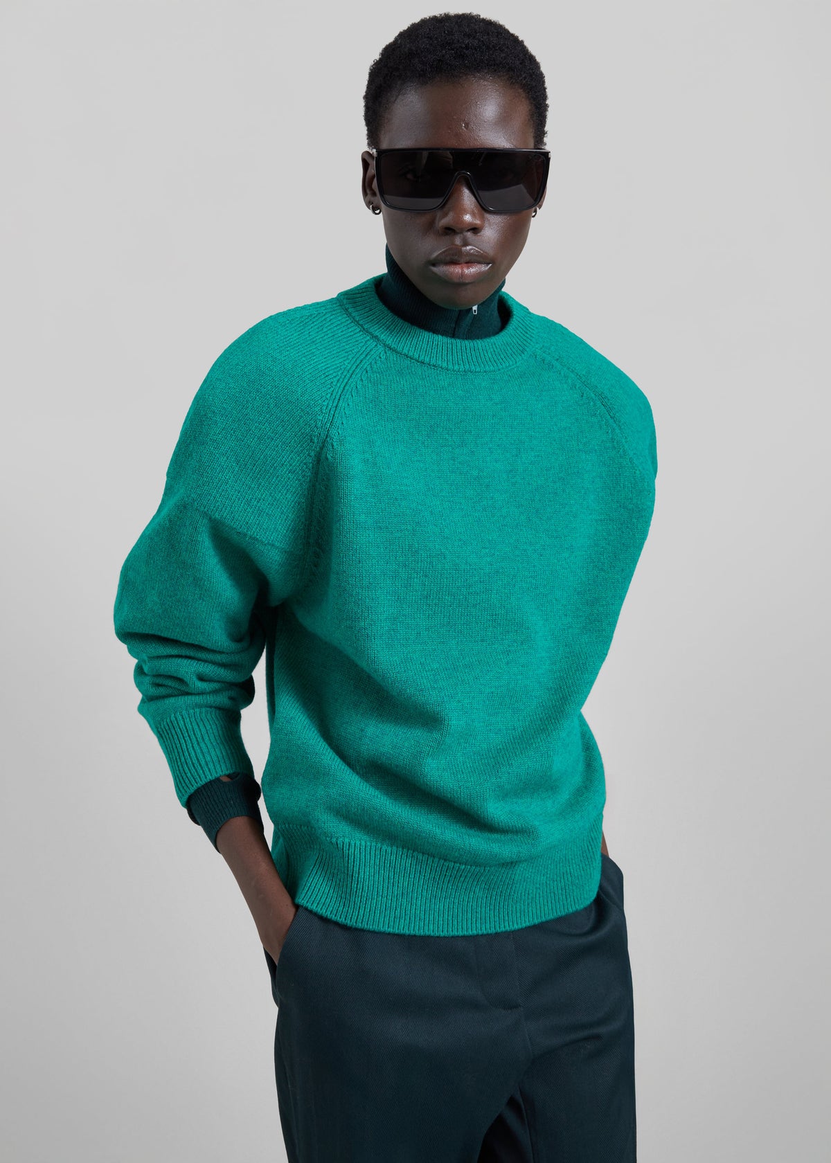 Lina Padded Sweater - Kelly Green - 2