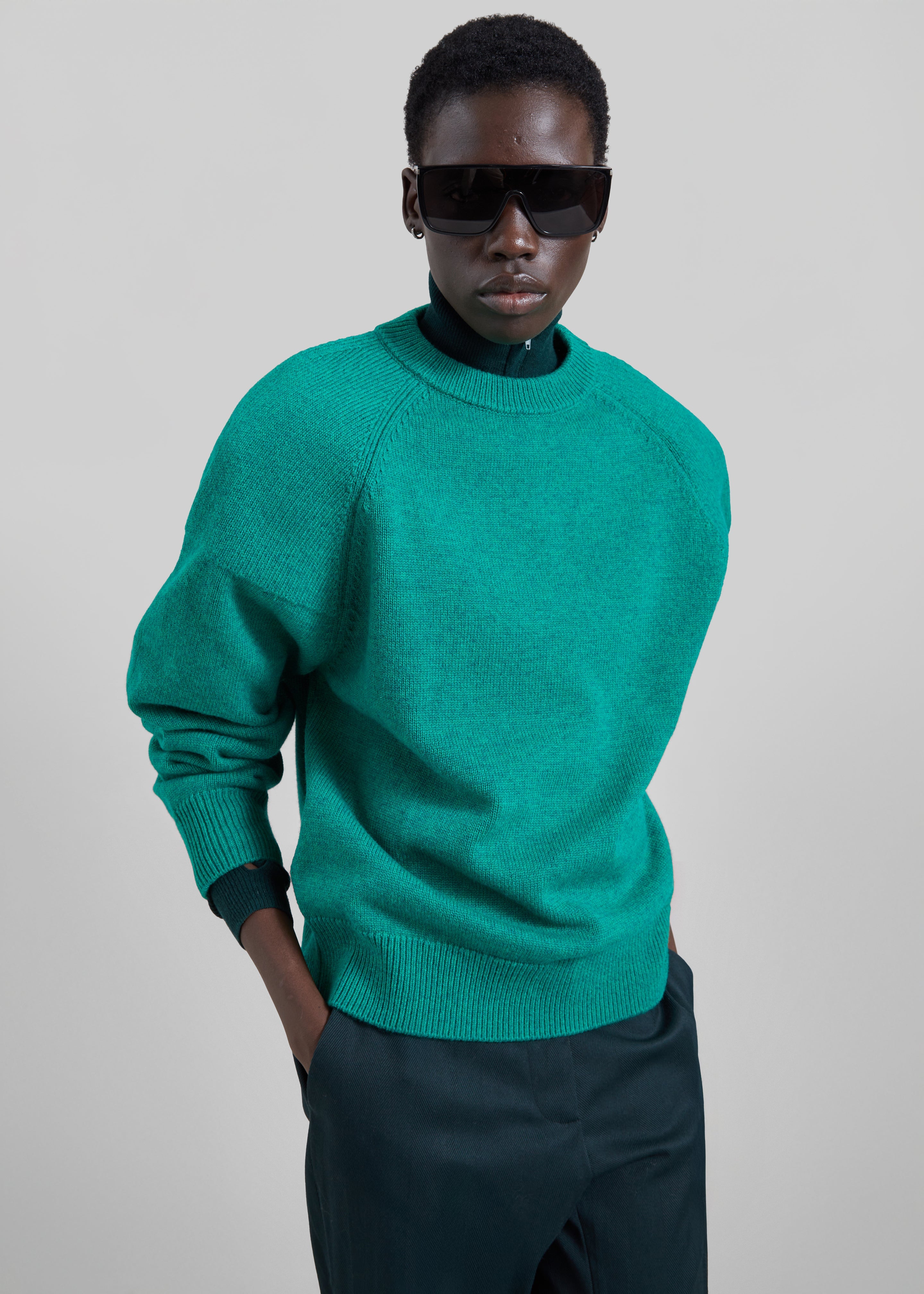Lina Padded Sweater - Kelly Green - 2