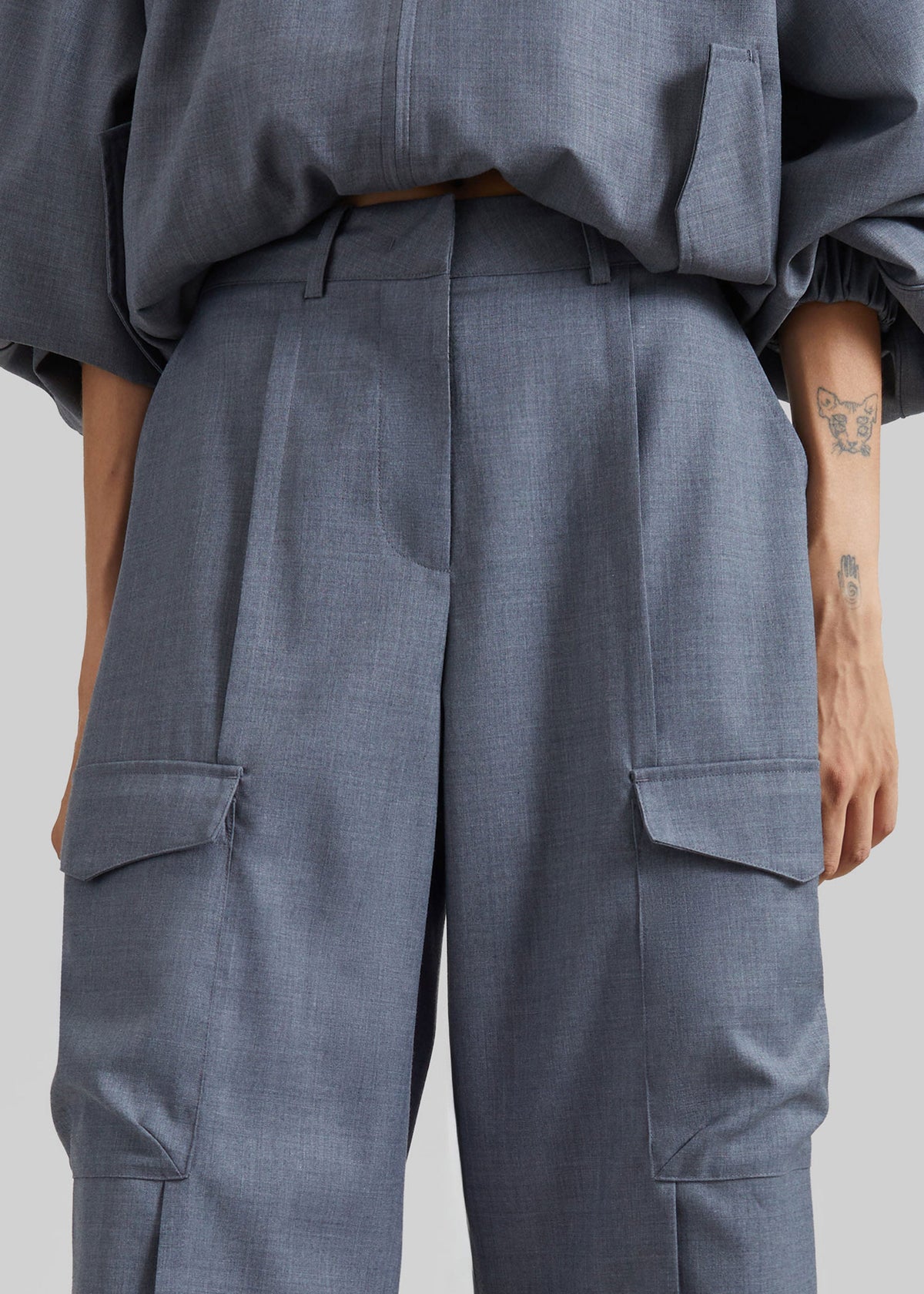 Linar Cargo Bermuda Shorts - Grey Melange - 4