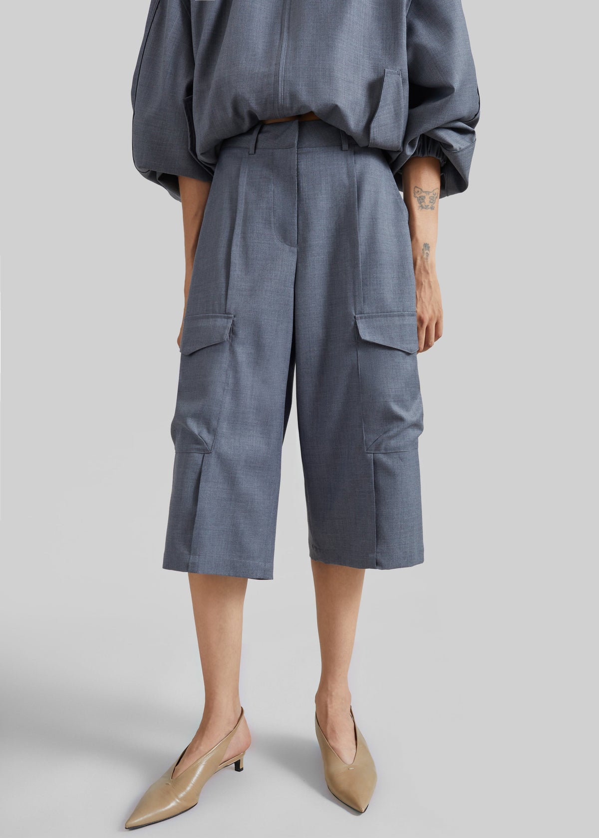 Linar Cargo Bermuda Shorts - Grey Melange - 2
