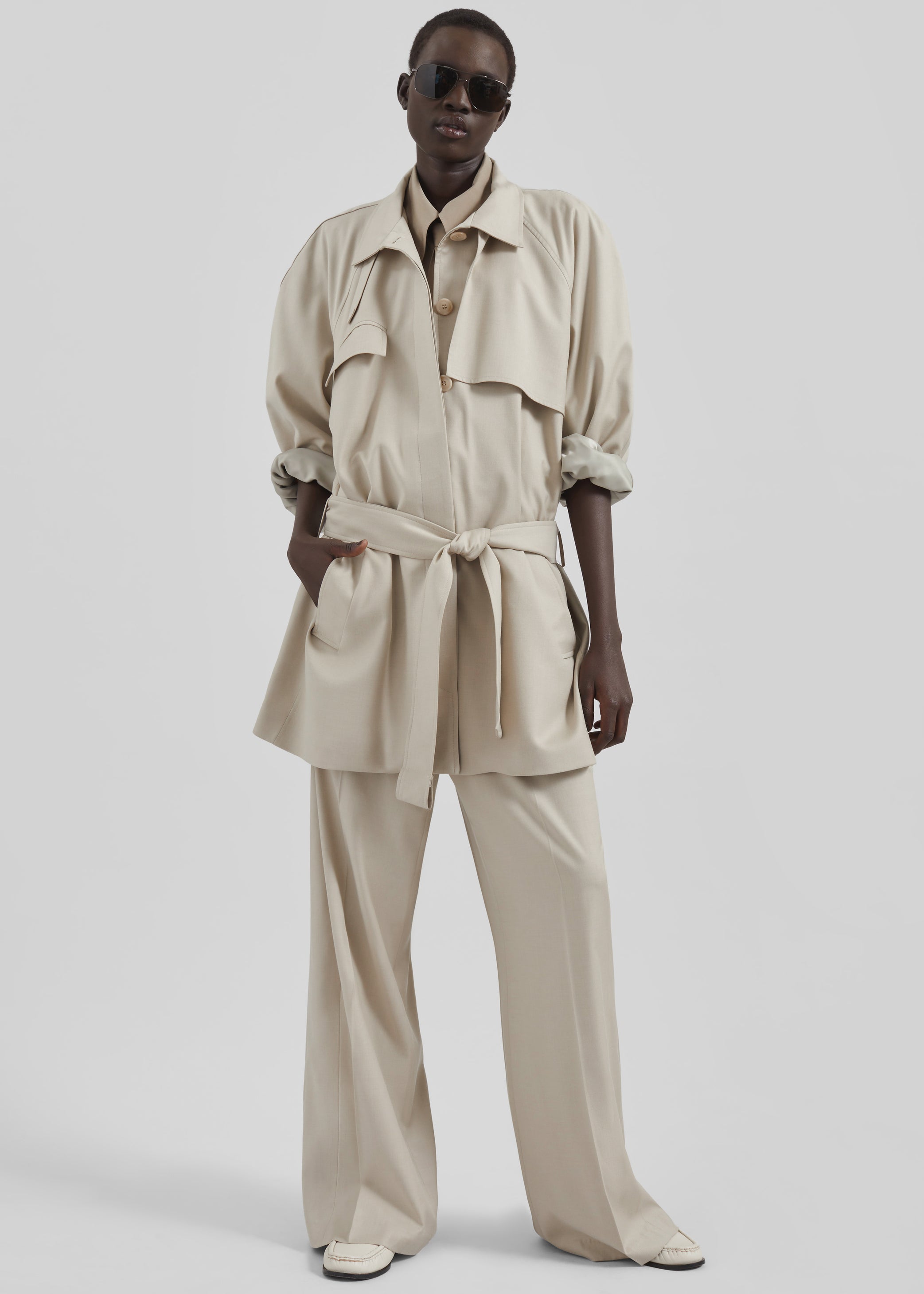 Shop the look image for Linate Wide Trousers - Beige