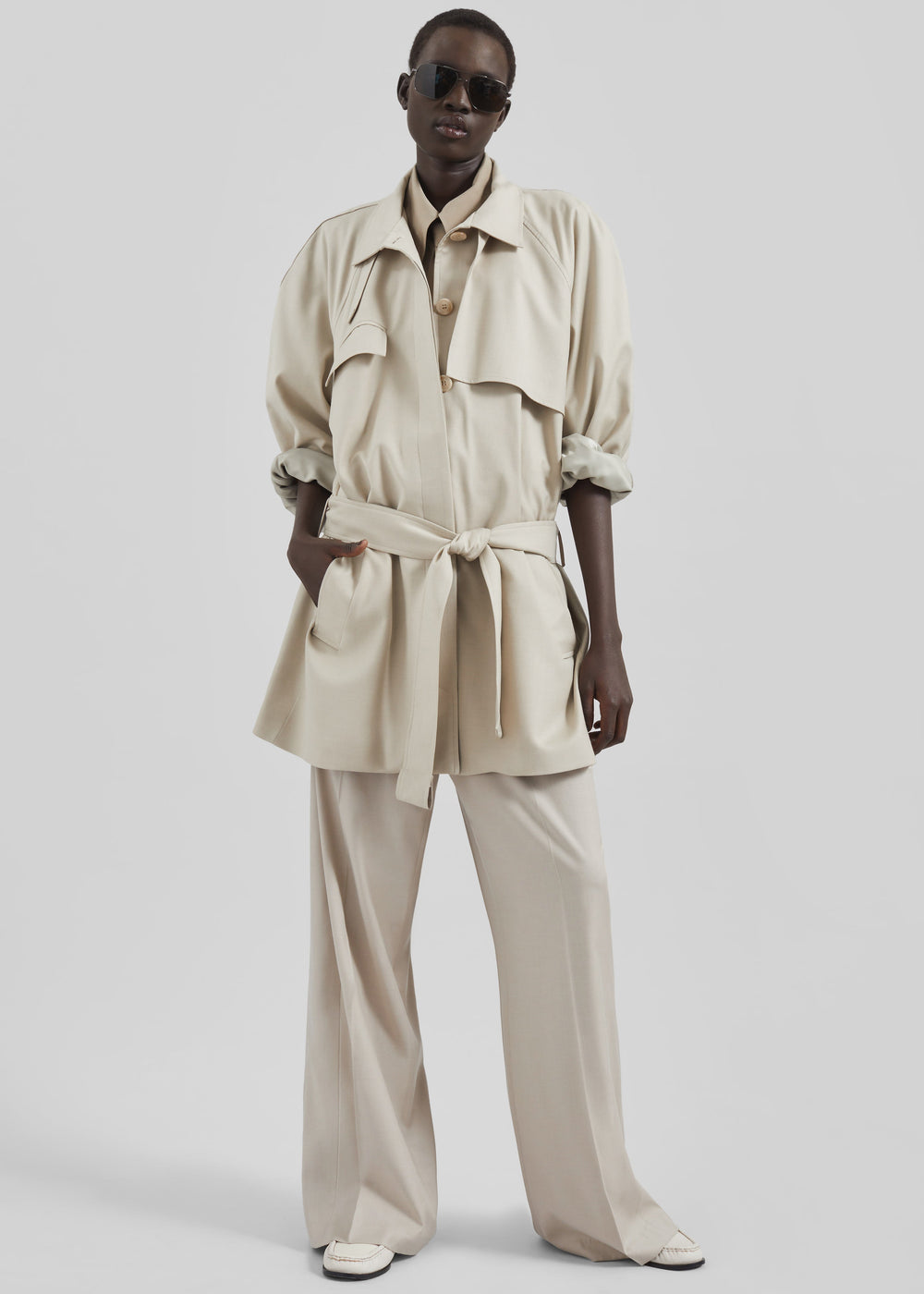 Linate Wide Trousers - Beige - 1