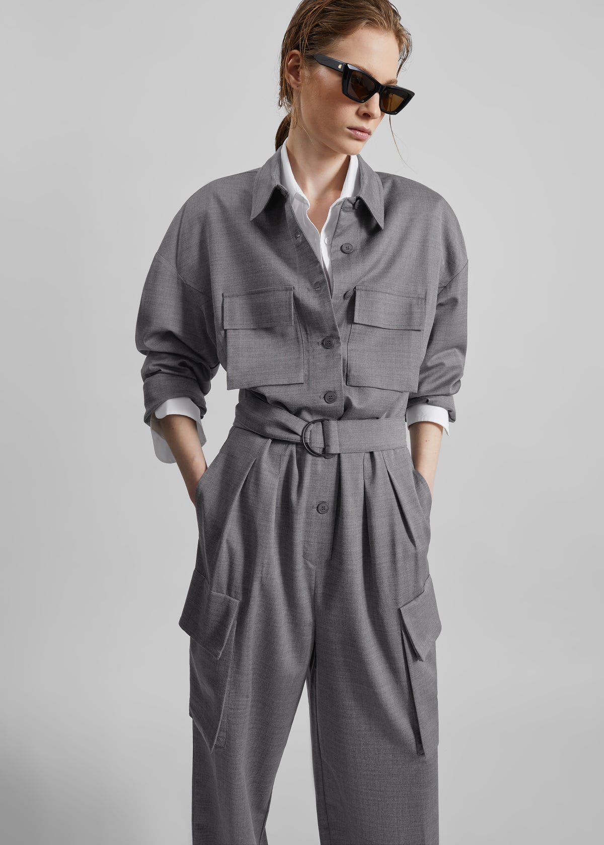 Linda Jumpsuit - Grey Melange - 8
