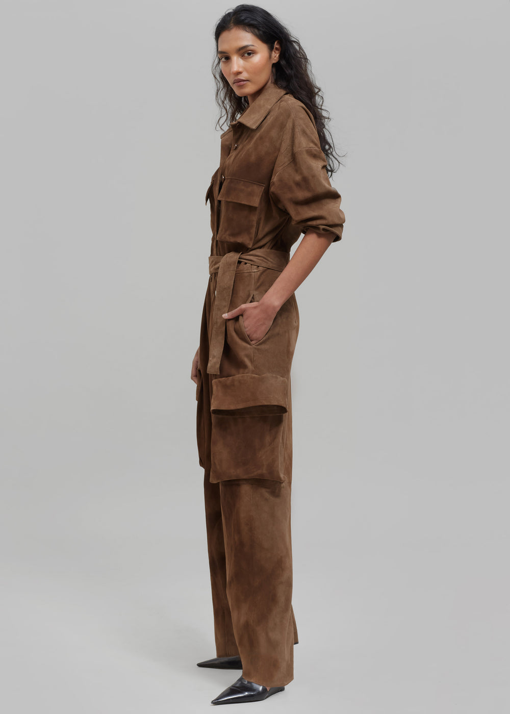 Linda Suede Jumpsuit - Brown - 1