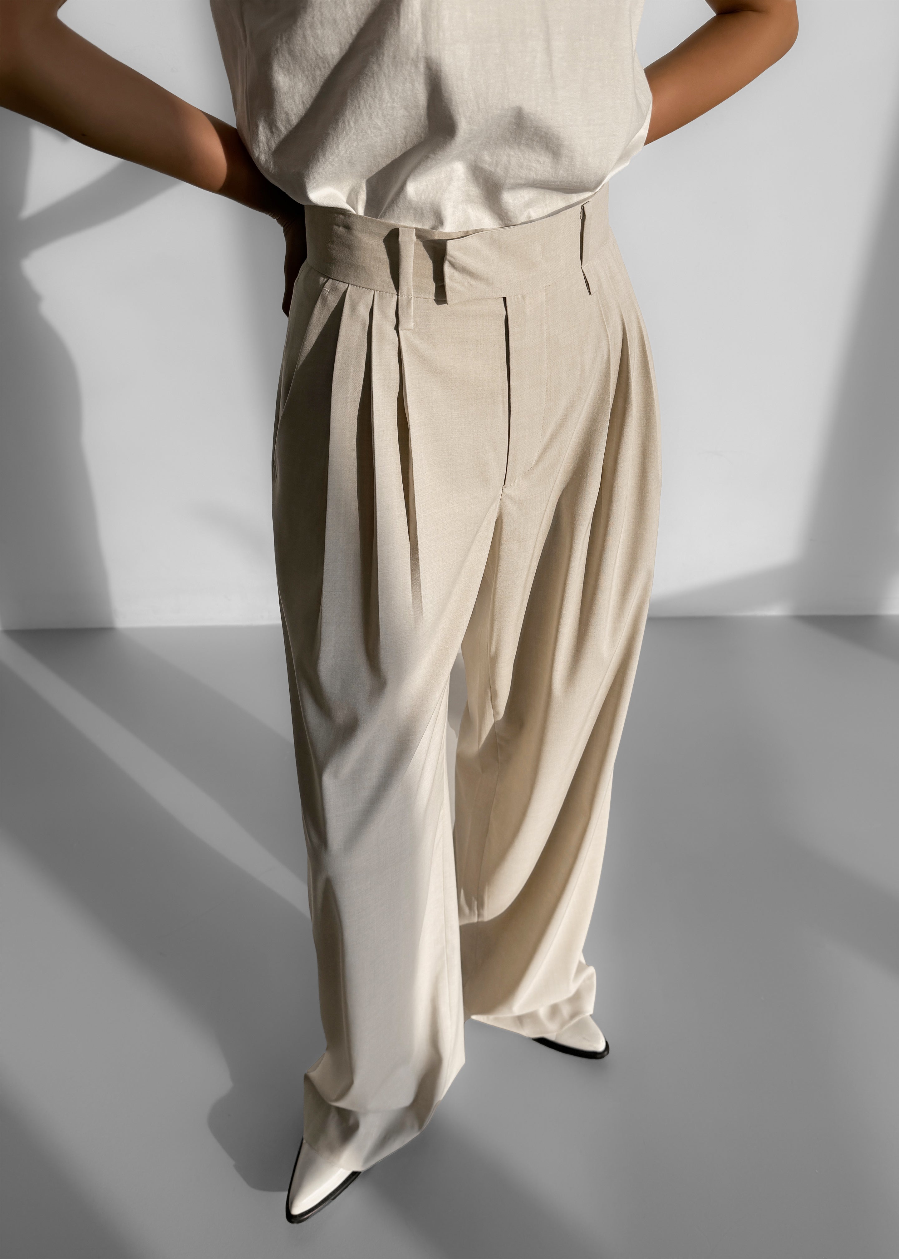 Linna Trousers - Beige - 1