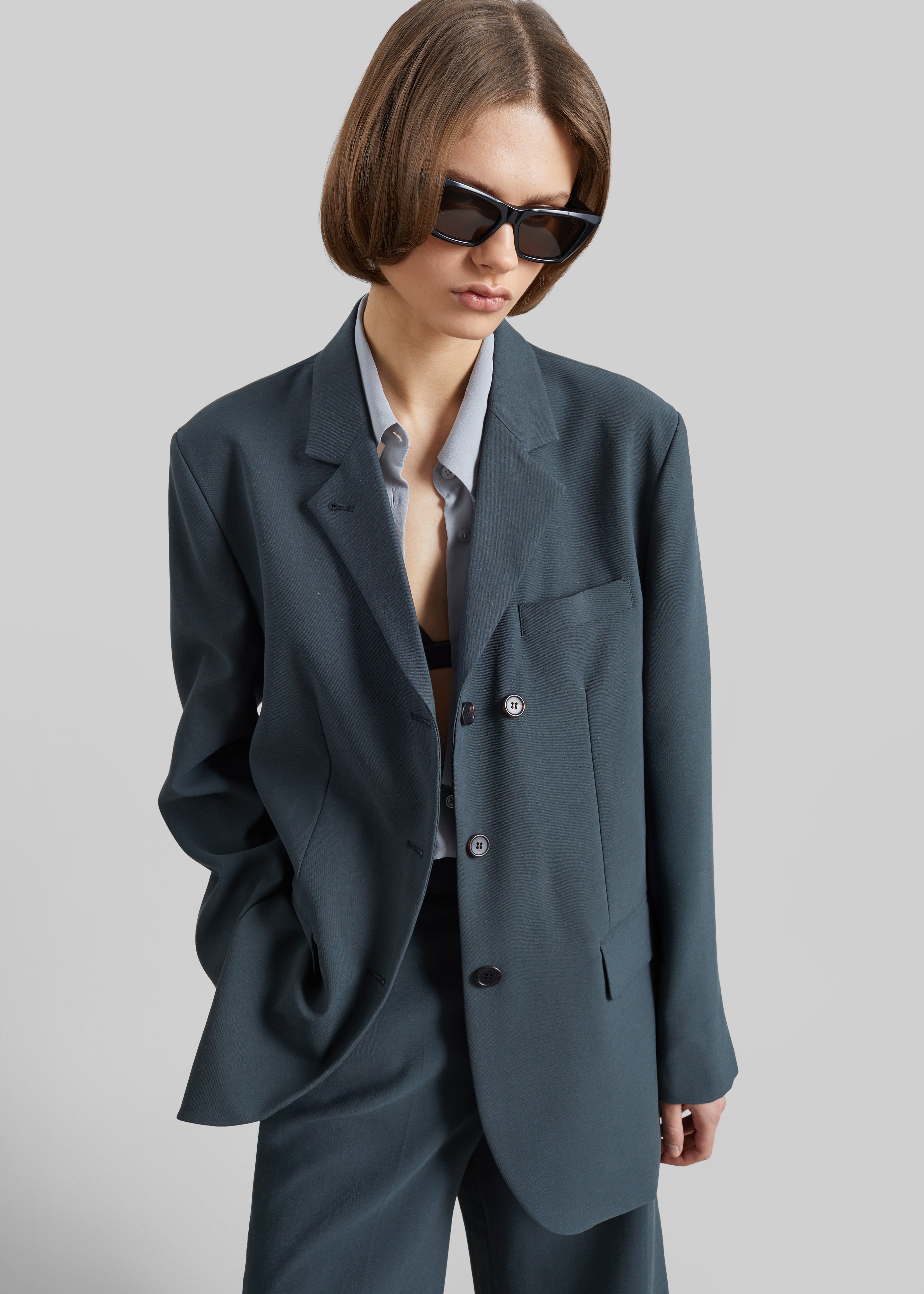 Lioni Oversized Padded Blazer - Deep Teal – The Frankie Shop Europe