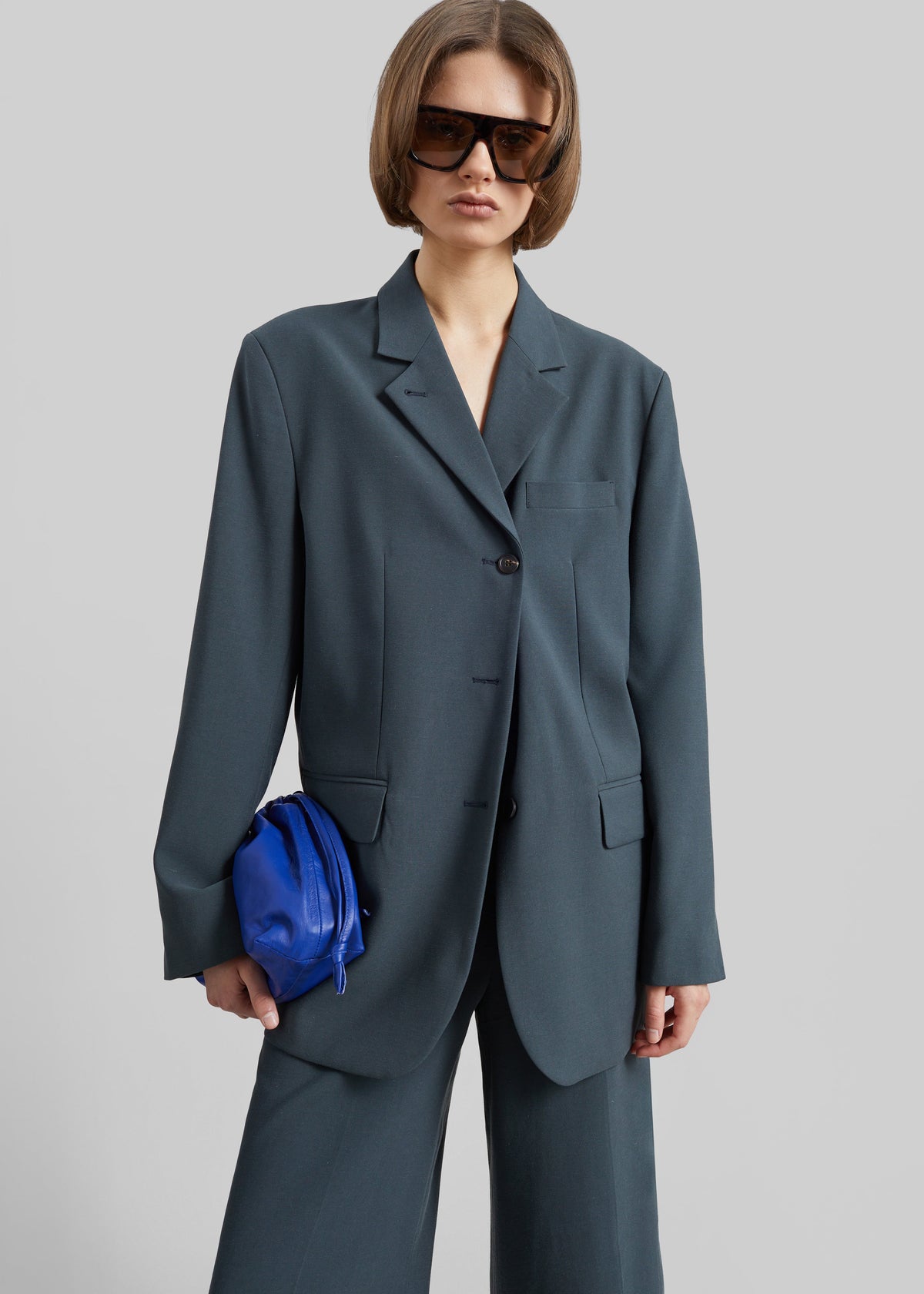 Lioni Oversized Padded Blazer - Deep Teal - 5