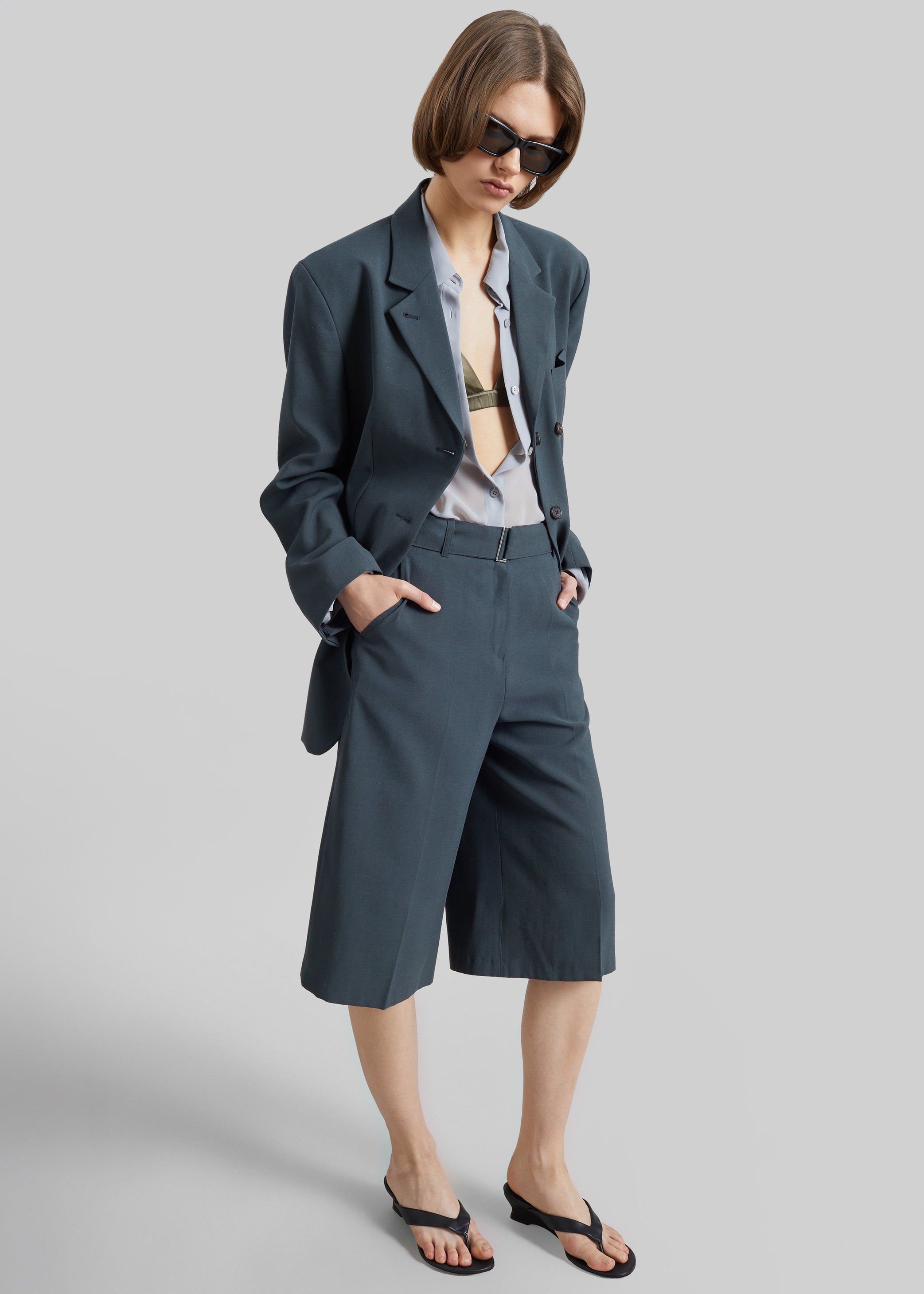 Shop the look image for Lioni Tailored Bermuda Shorts - Deep Teal