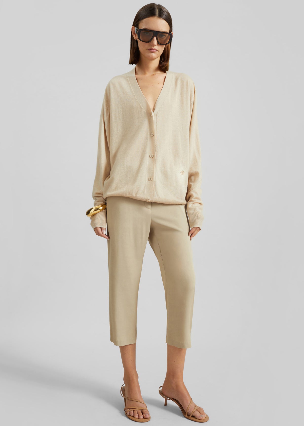 Lior Fluid Capri Pants - Beige - 6