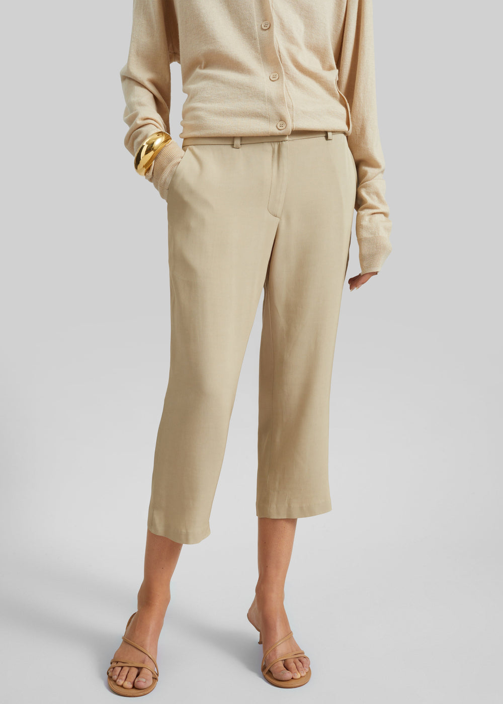 Lior Fluid Capri Pants - Beige - 1