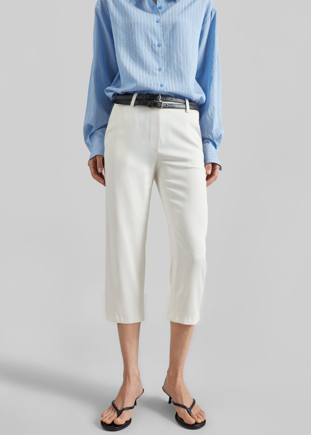 Lior Fluid Capri Pants - Ivory - 1