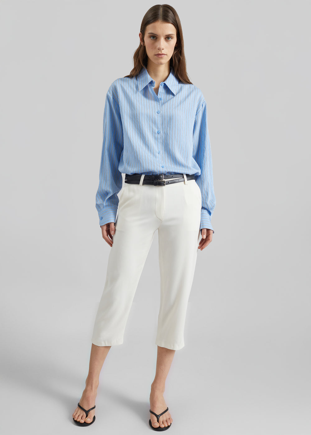 Lior Fluid Capri Pants - Ivory