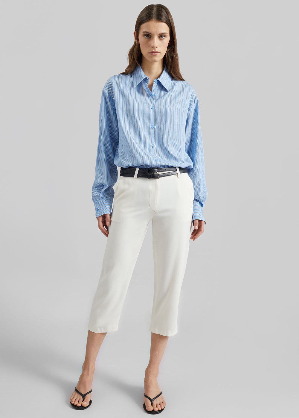 Lior Fluid Capri Pants - Ivory