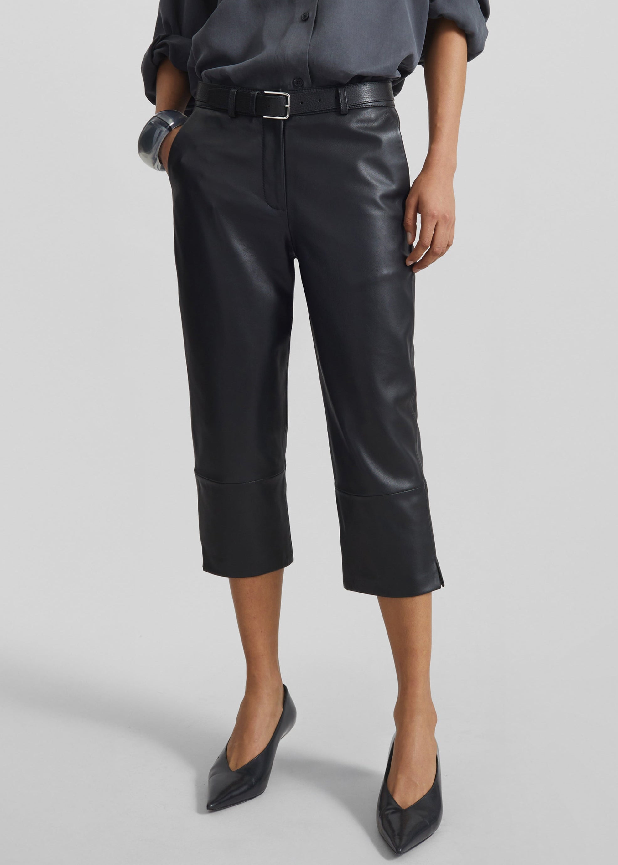 Shop the look image for Lior Leather Capri Pants - Black