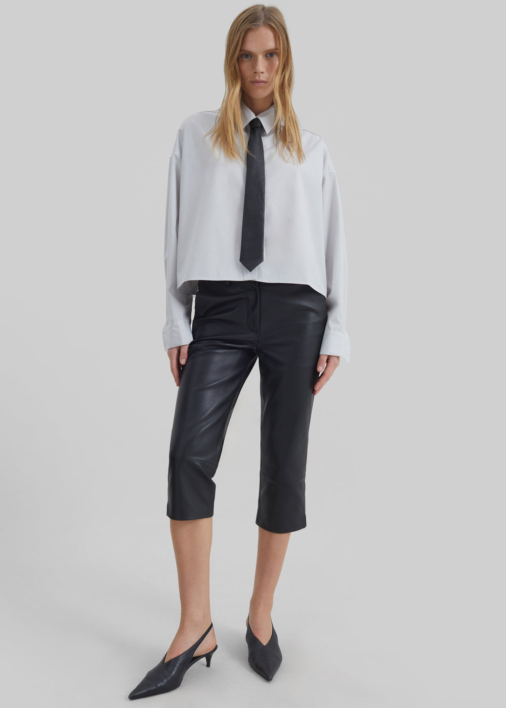 Lior Leather Capri Pants - Black - 1