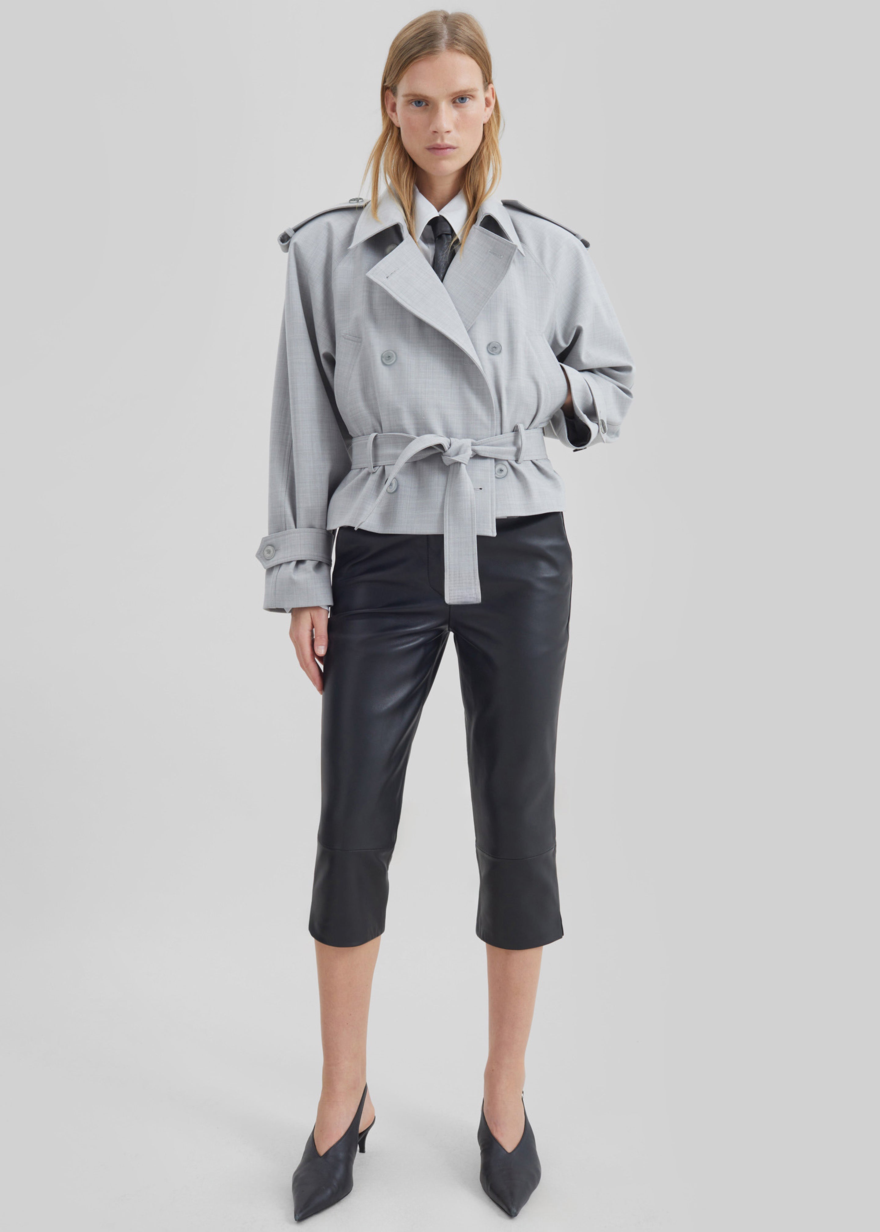 Lior Leather Capri Pants - Black - 7