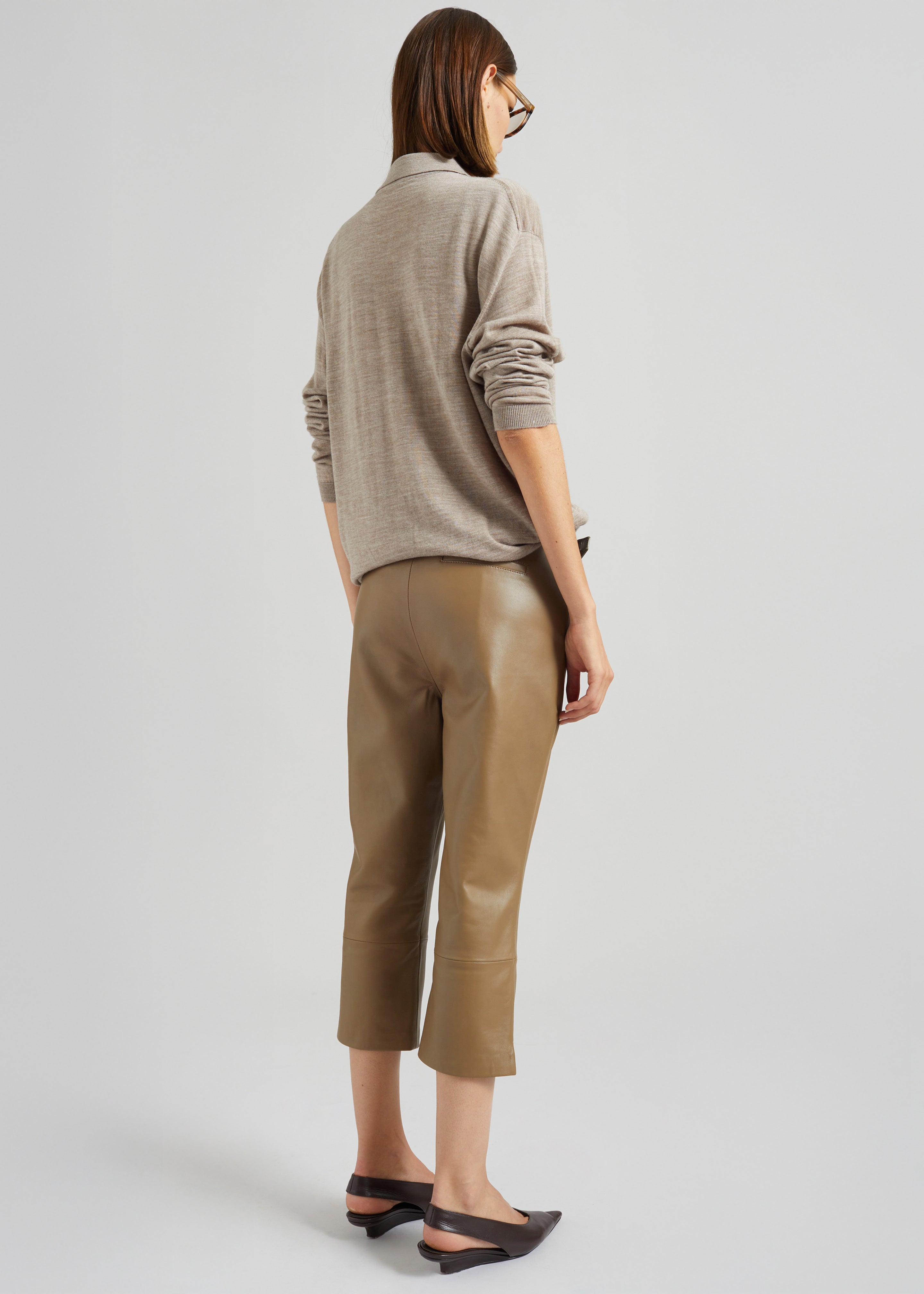 Lior Leather Capri Pants - Camel - 9