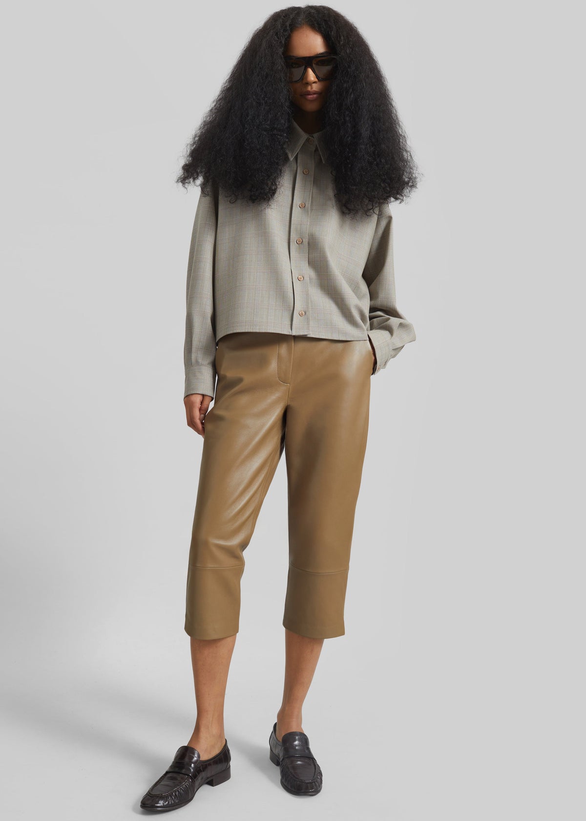 Lior Leather Capri Pants - Camel - 8