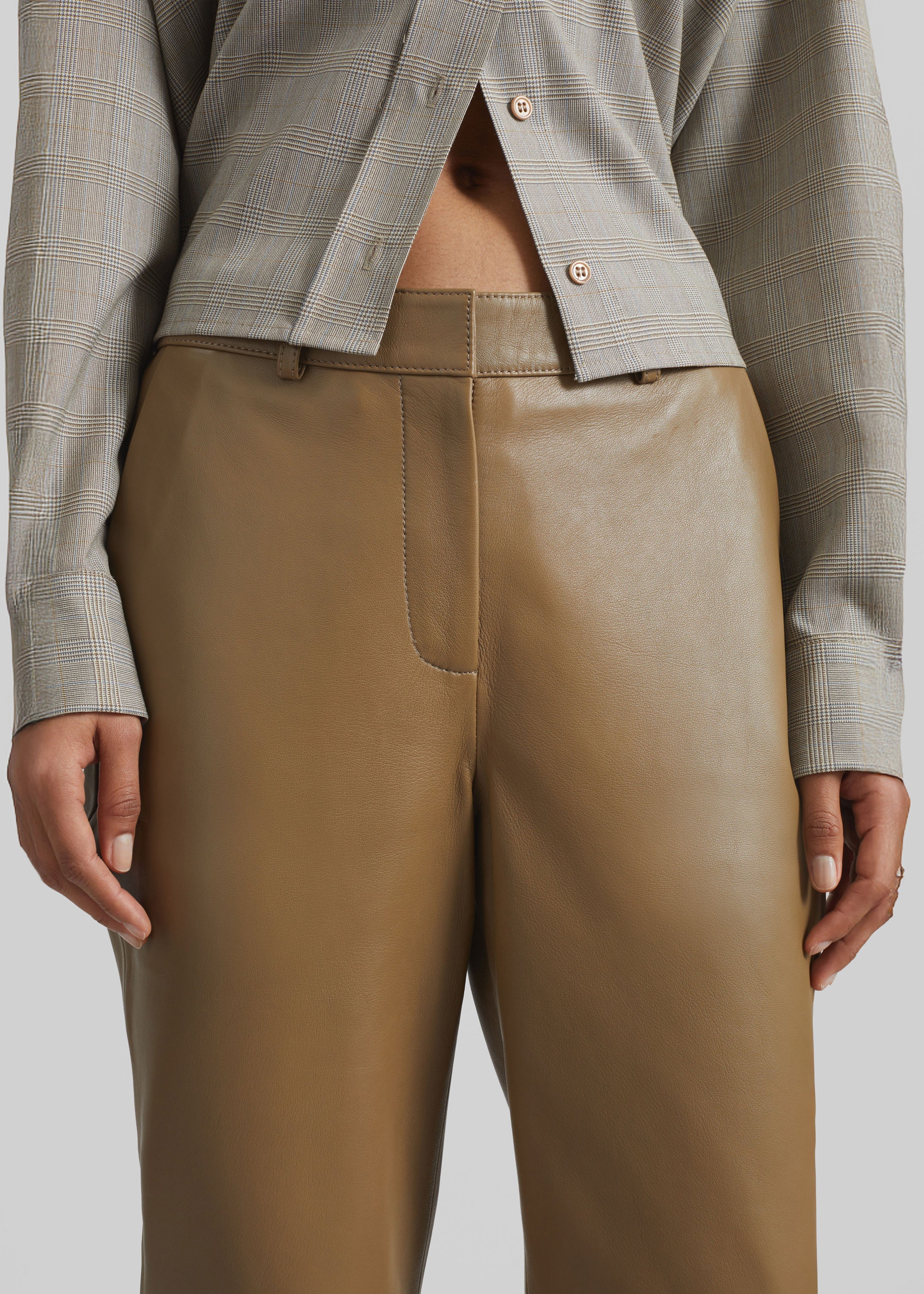 Lior Leather Capri Pants - Camel - 7
