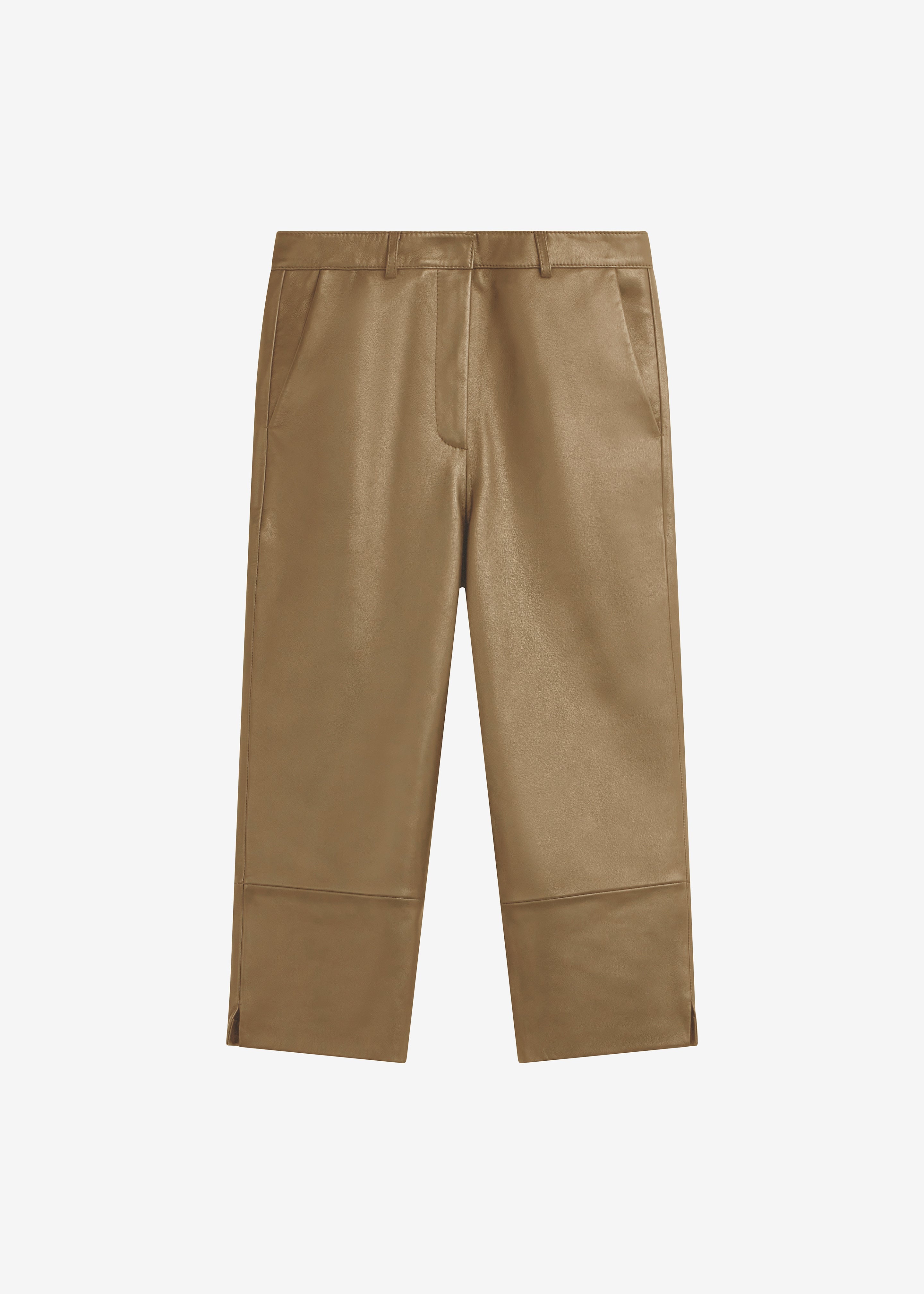 Lior Leather Capri Pants - Camel - 11
