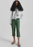 Lior Leather Capri Pants - Emerald