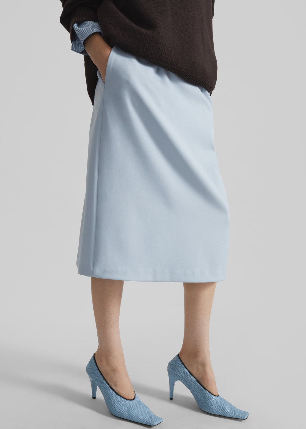 Liora Pencil Skirt - Dusty Blue - 1