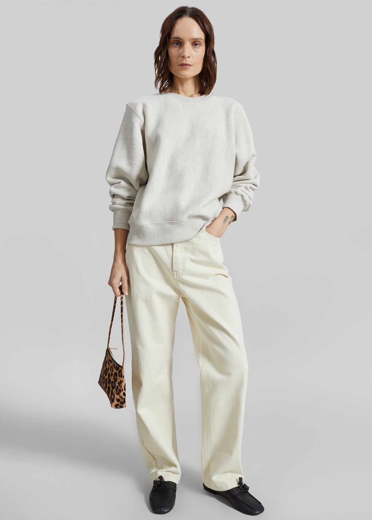 Lisa Paneled Sweatshirt - Light Grey Melange