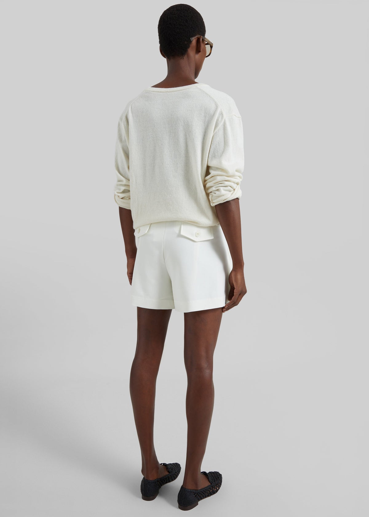 Lisboa Pleated Mini Shorts - Ivory - 9
