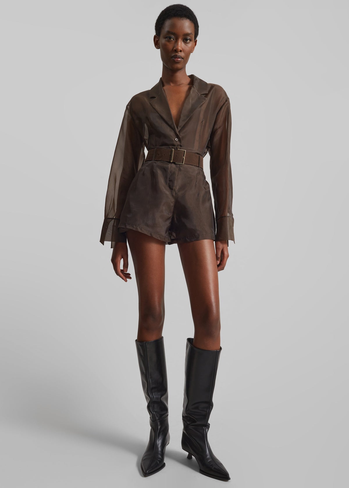 Lise Sheer Blazer - Brown - 4