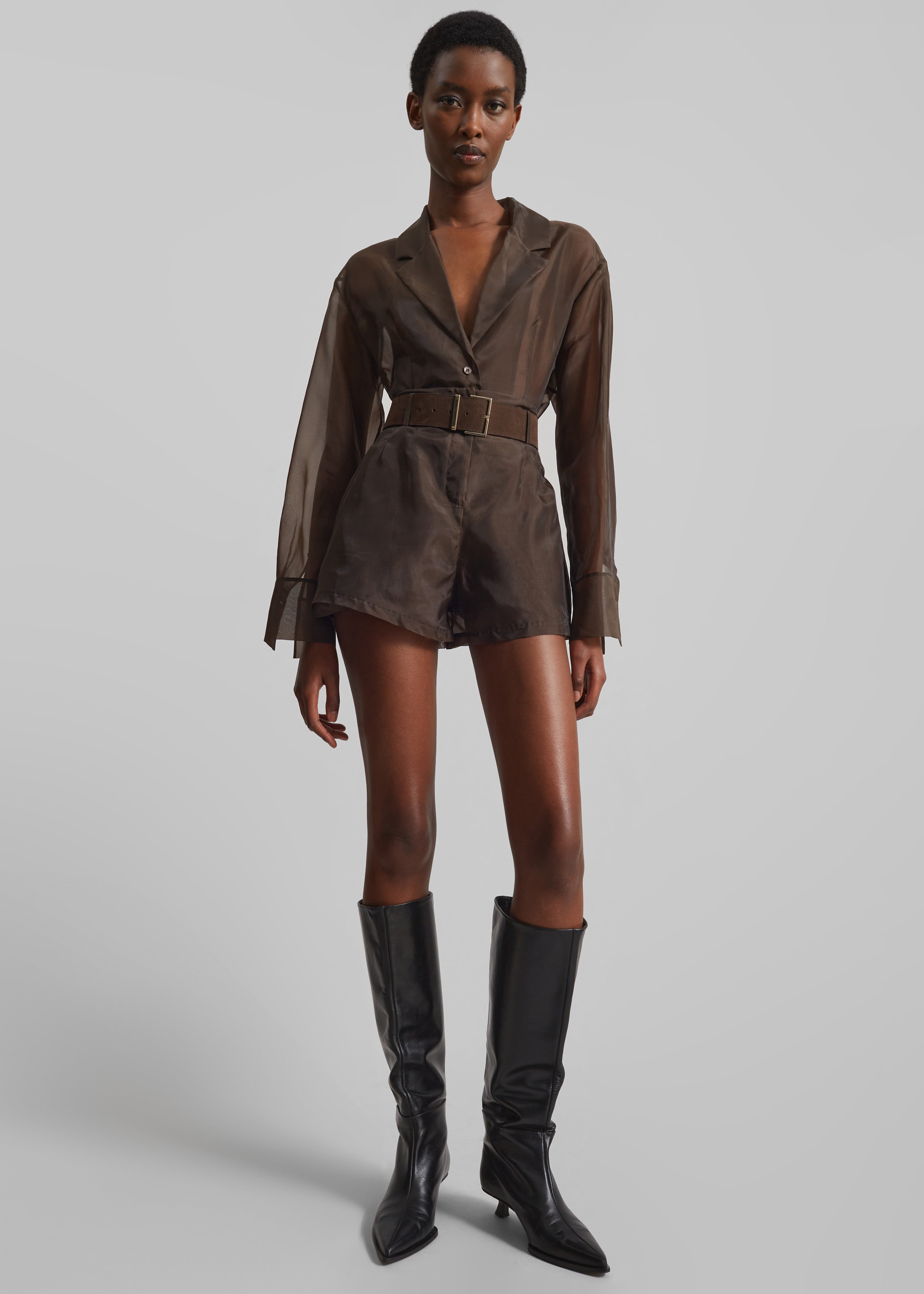 Lise Sheer Blazer - Brown - 4