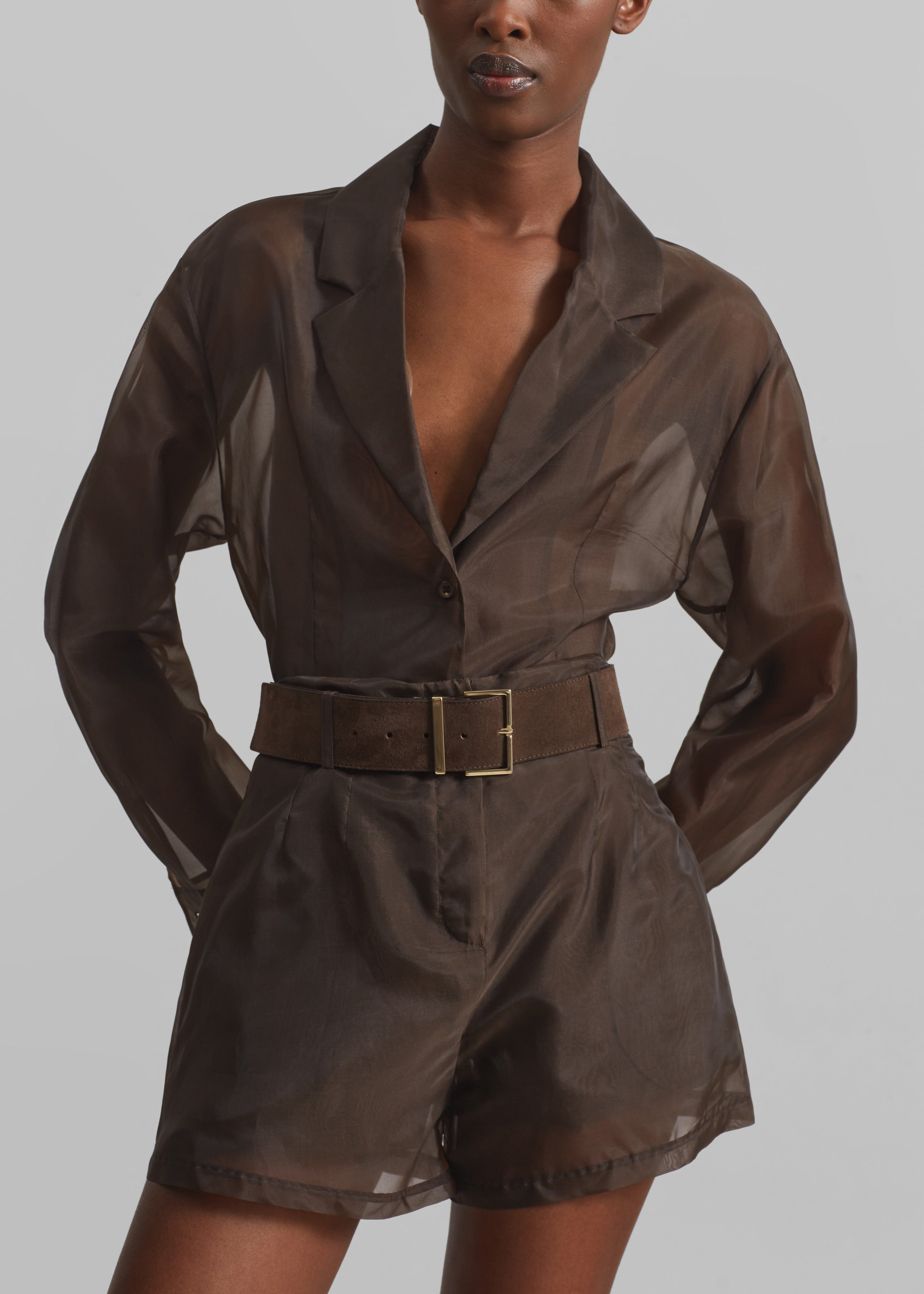 Lise Sheer Blazer - Brown - 3
