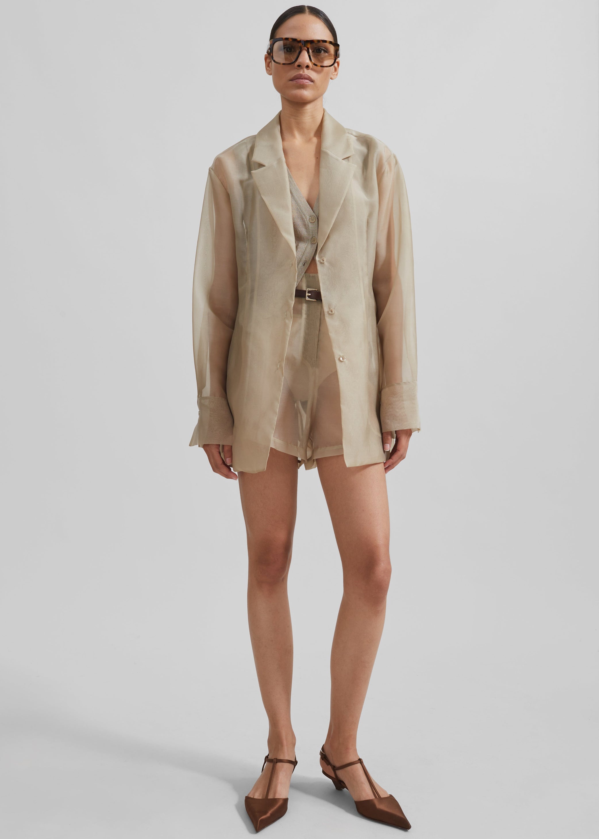 Shop the look image for Lise Sheer Blazer - Desert Sand