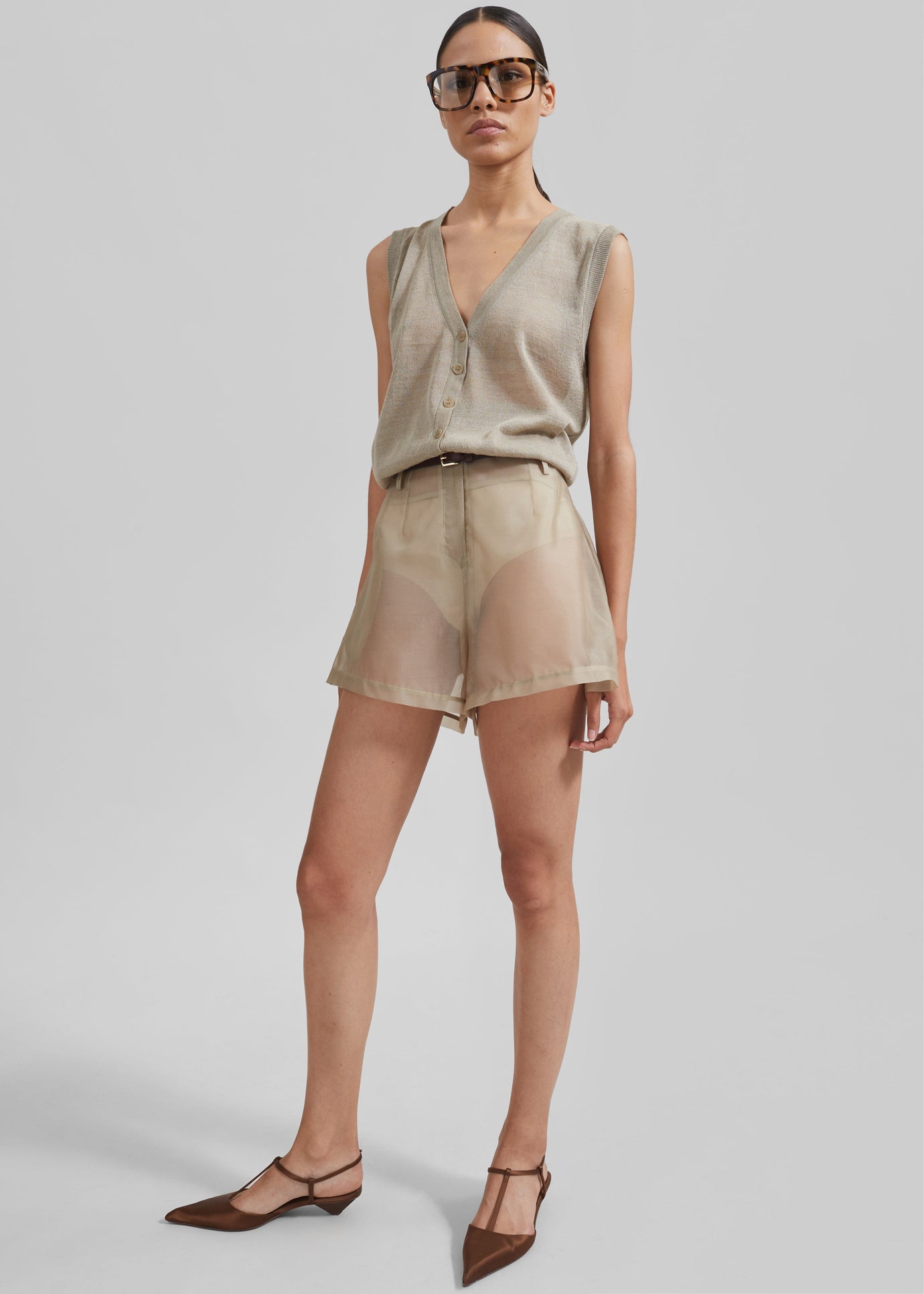 Lise Sheer Shorts - Desert Sand - 1